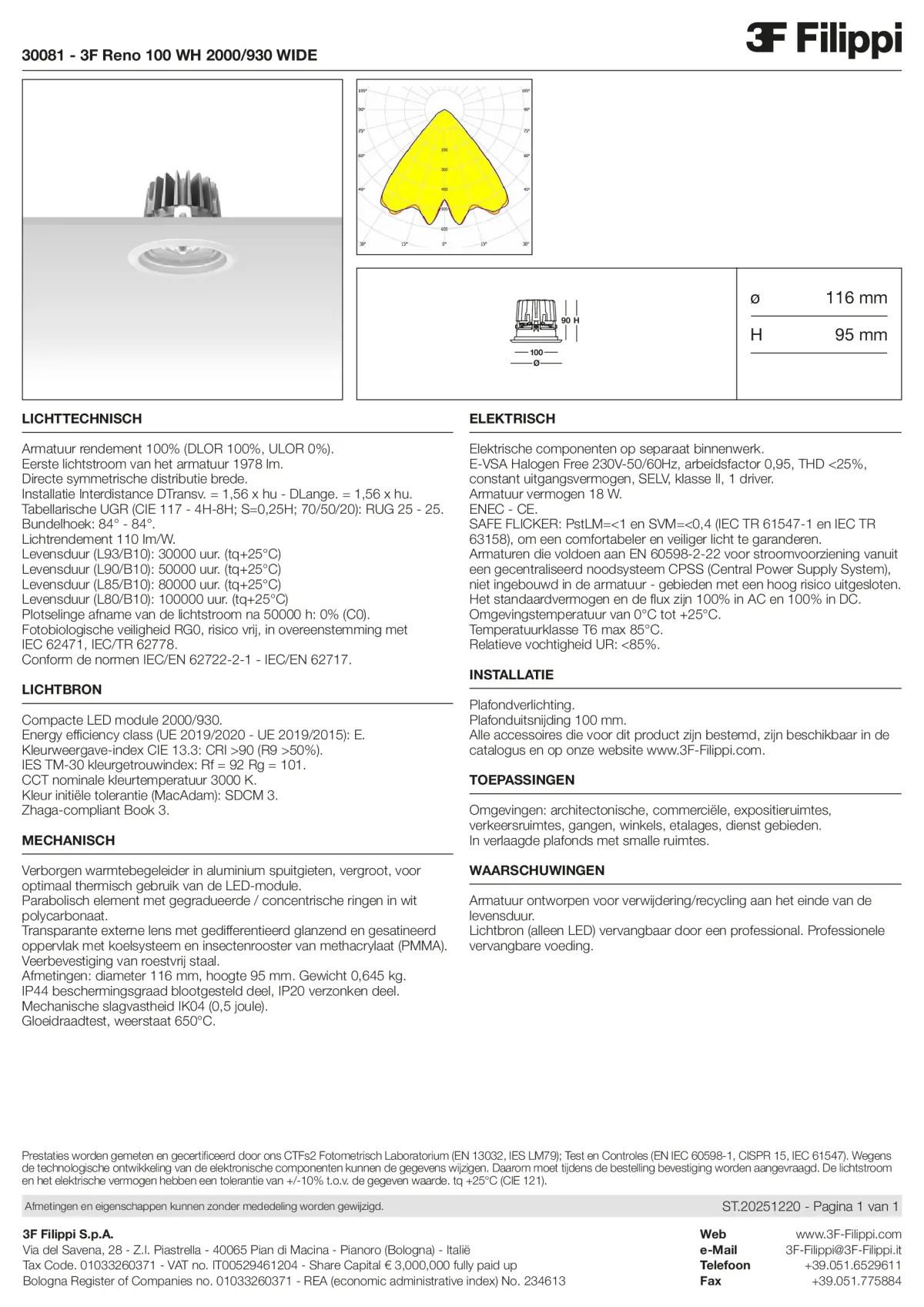 30081 - 3F Reno 100 WH 2000-930 WIDE - Datasheet - nl
