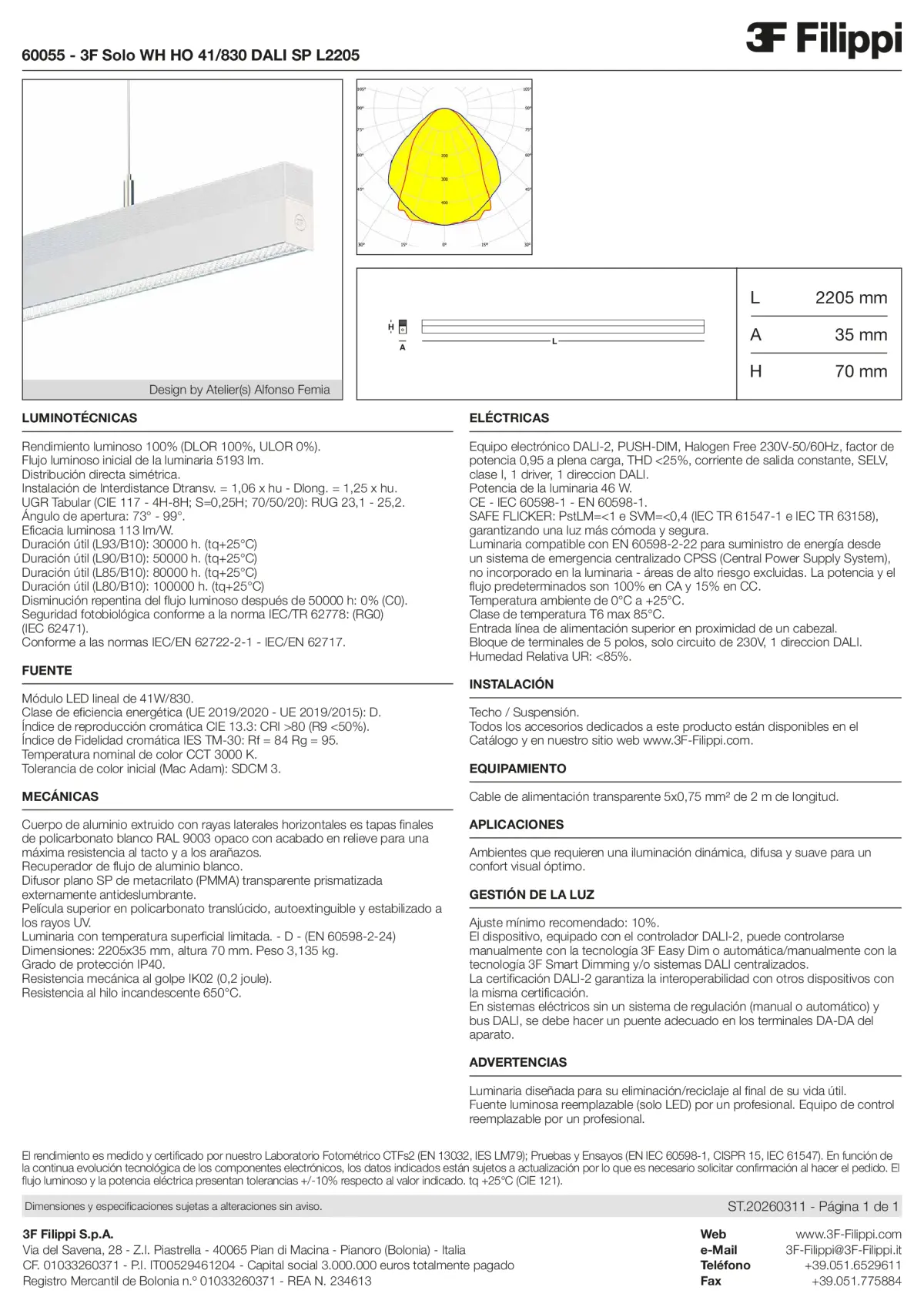 60055 - 3F Solo WH HO 41-830 DALI SP L2205 - Datasheet - es