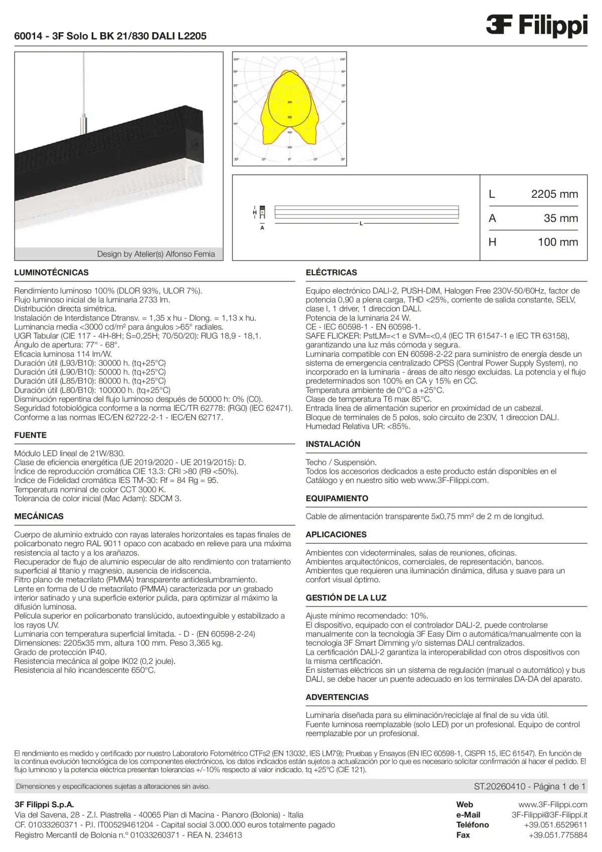 60014 - 3F Solo L BK 21-830 DALI L2205 - Datasheet - es