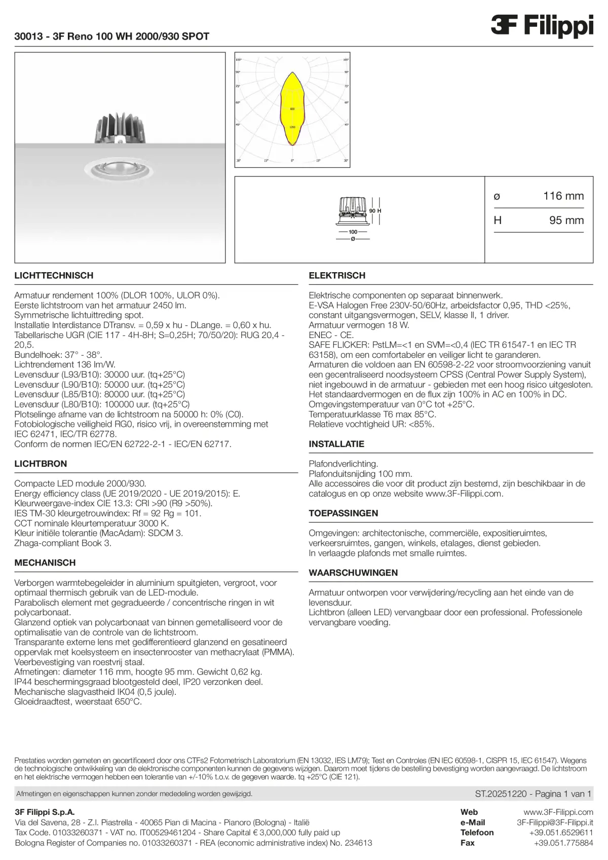 30013 - 3F Reno 100 WH 2000-930 SPOT - Datasheet - nl