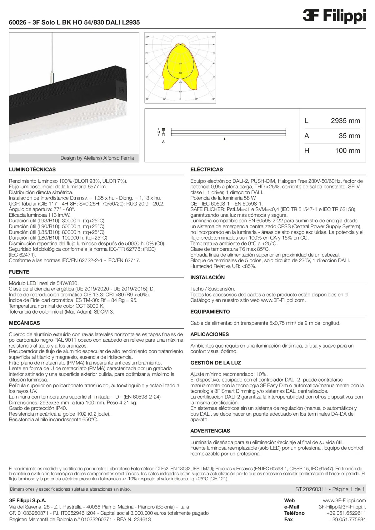 60026 - 3F Solo L BK HO 54-830 DALI L2935 - Datasheet - es