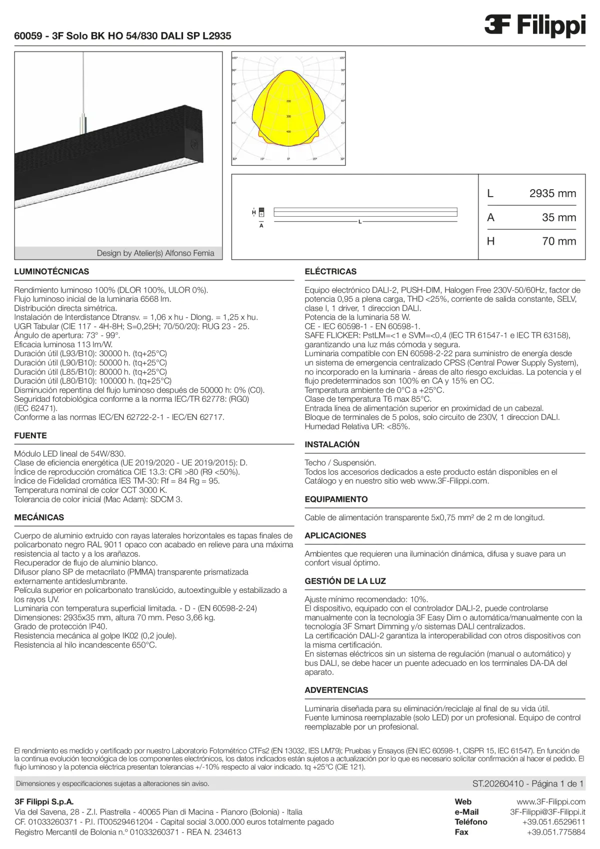 60059 - 3F Solo BK HO 54-830 DALI SP L2935 - Datasheet - es