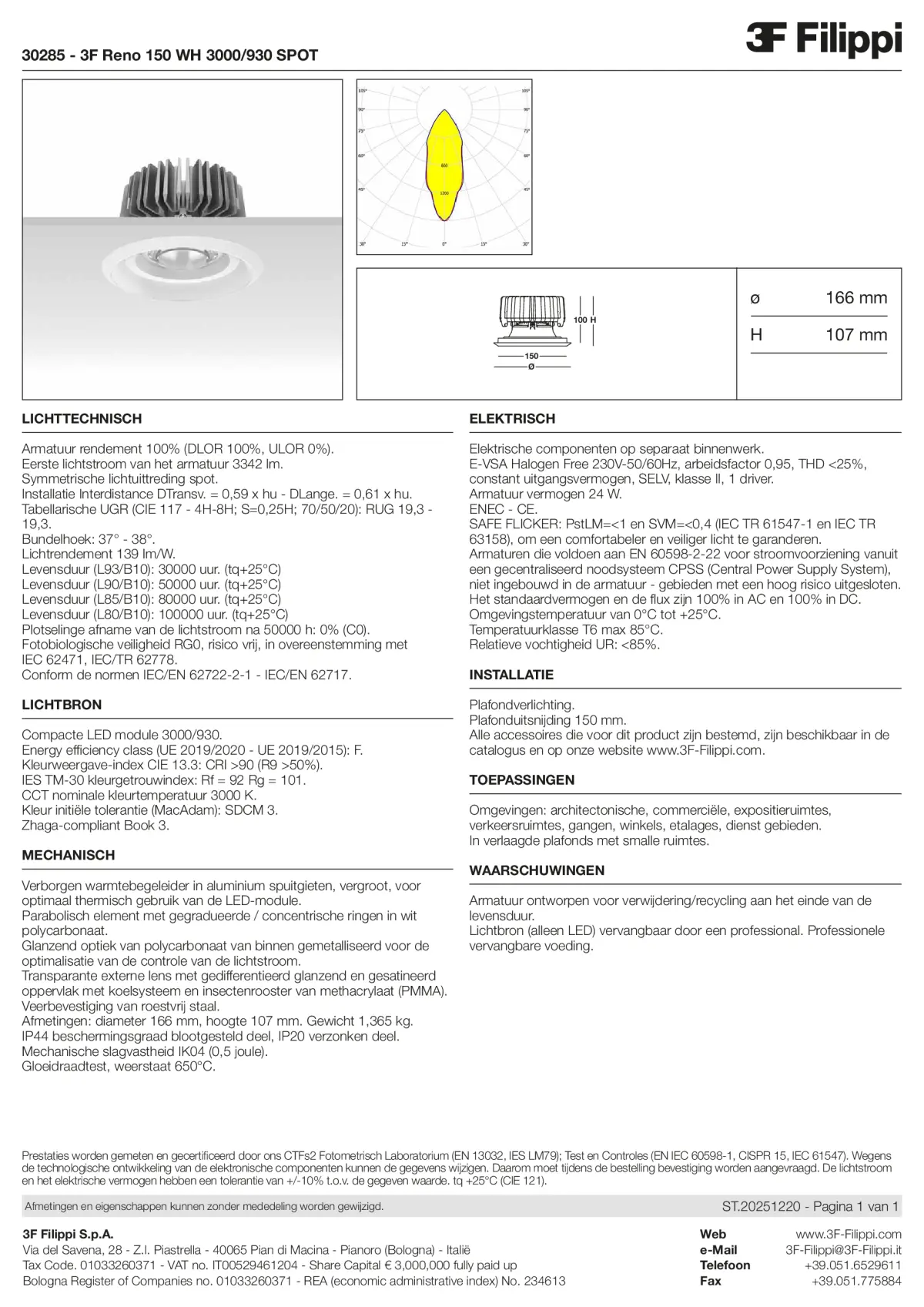 30285 - 3F Reno 150 WH 3000-930 SPOT - Datasheet - nl