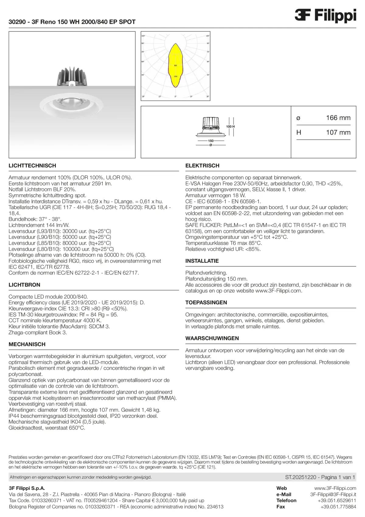 30290 - 3F Reno 150 WH 2000-840 EP SPOT - Datasheet - nl