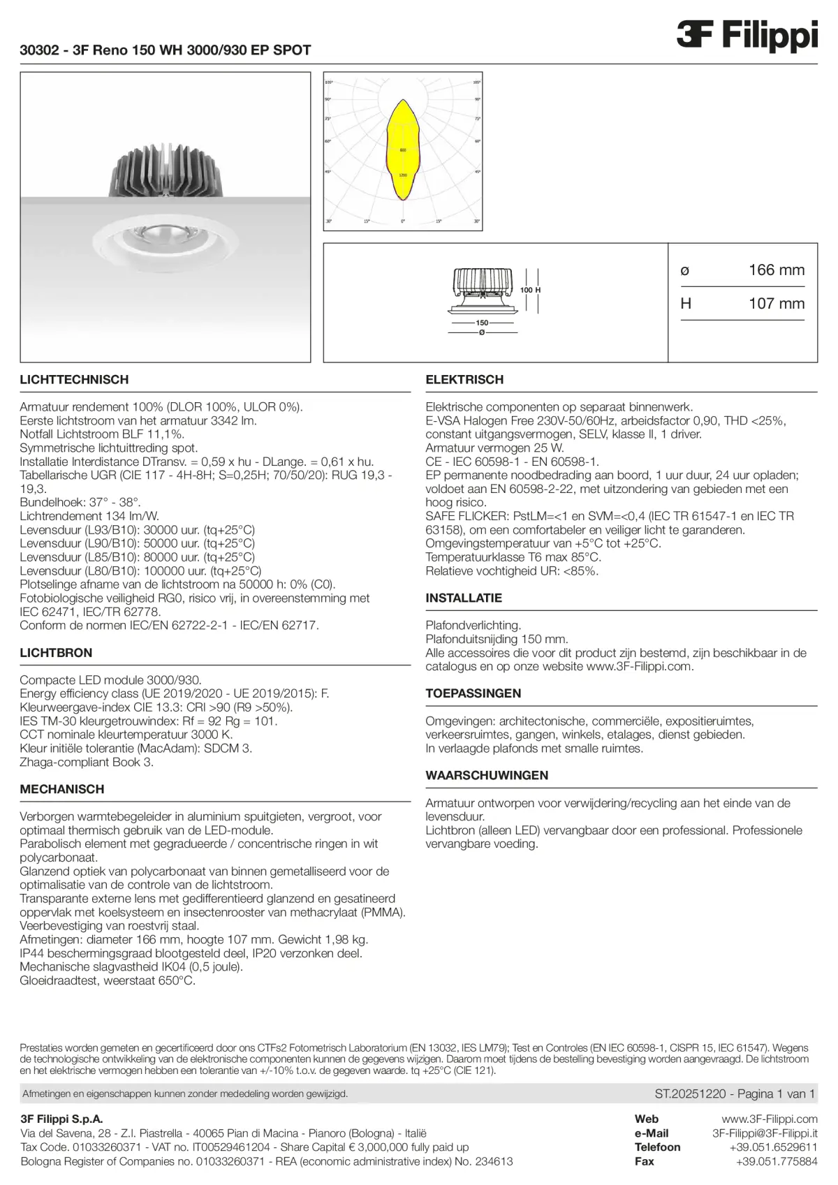 30302 - 3F Reno 150 WH 3000-930 EP SPOT - Datasheet - nl