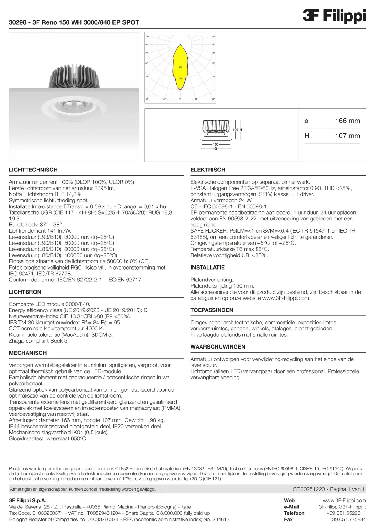 30298 - 3F Reno 150 WH 3000-840 EP SPOT - Datasheet - nl