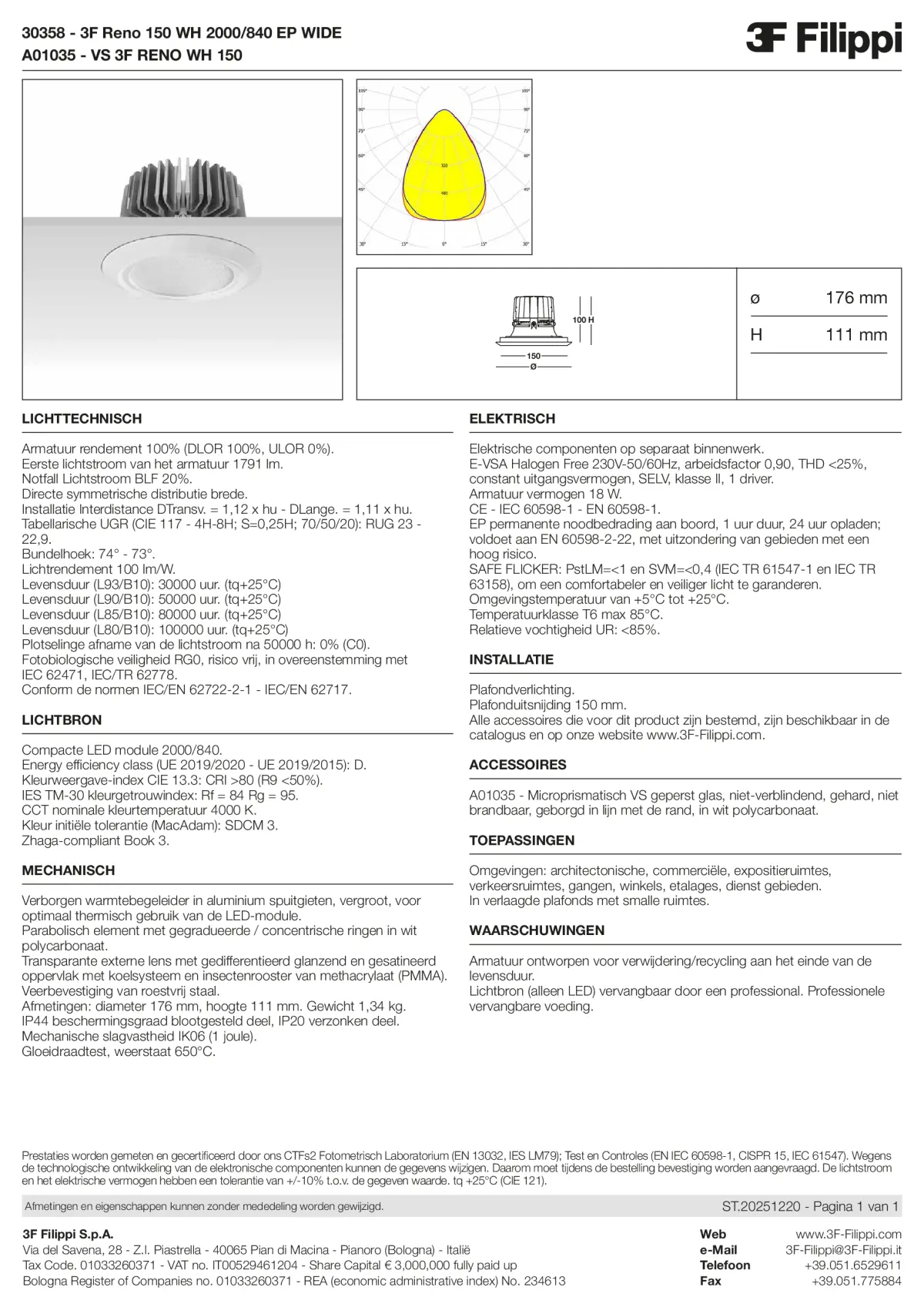 30358+A01035 - 3F Reno 150 WH 2000-840 EP WIDE + VS WH - Datasheet - nl