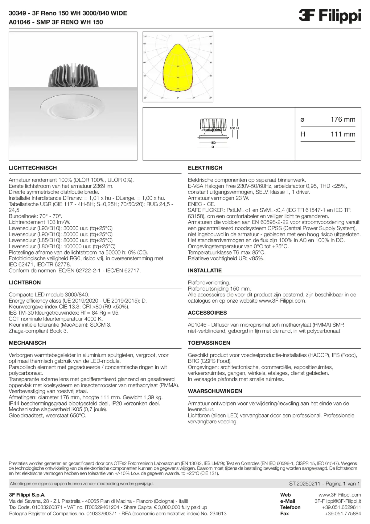 30349+A01046 - 3F Reno 150 WH 3000-840 WIDE + SMP WH - Datasheet - nl