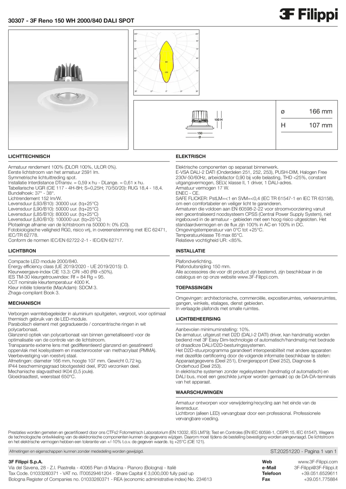 30307 - 3F Reno 150 WH 2000-840 DALI SPOT - Datasheet - nl