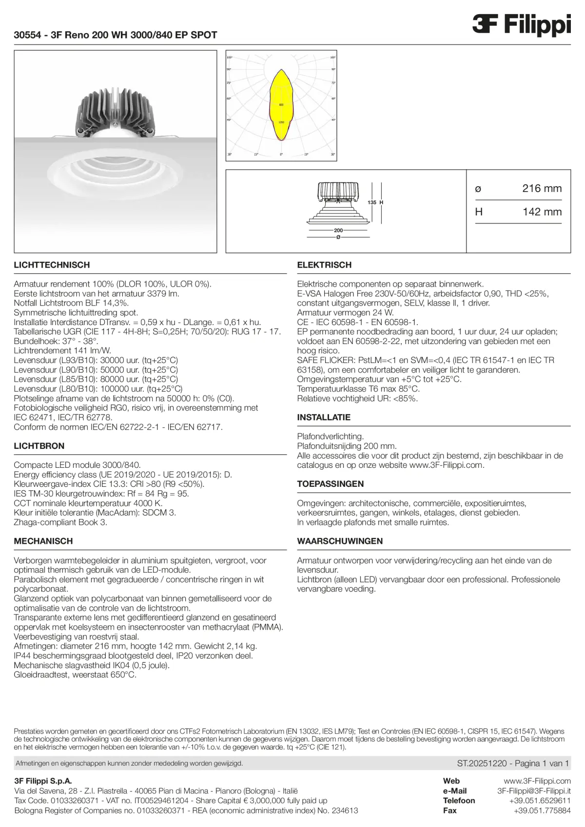 30554 - 3F Reno 200 WH 3000-840 EP SPOT - Datasheet - nl
