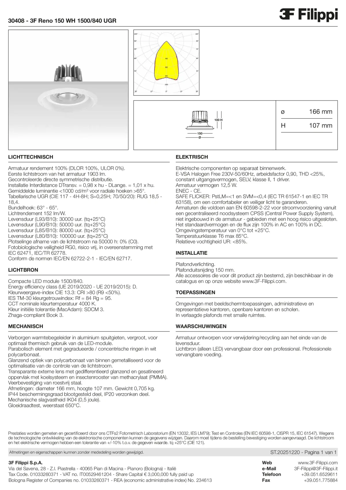30408 - 3F Reno 150 WH 1500-840 UGR - Datasheet - nl