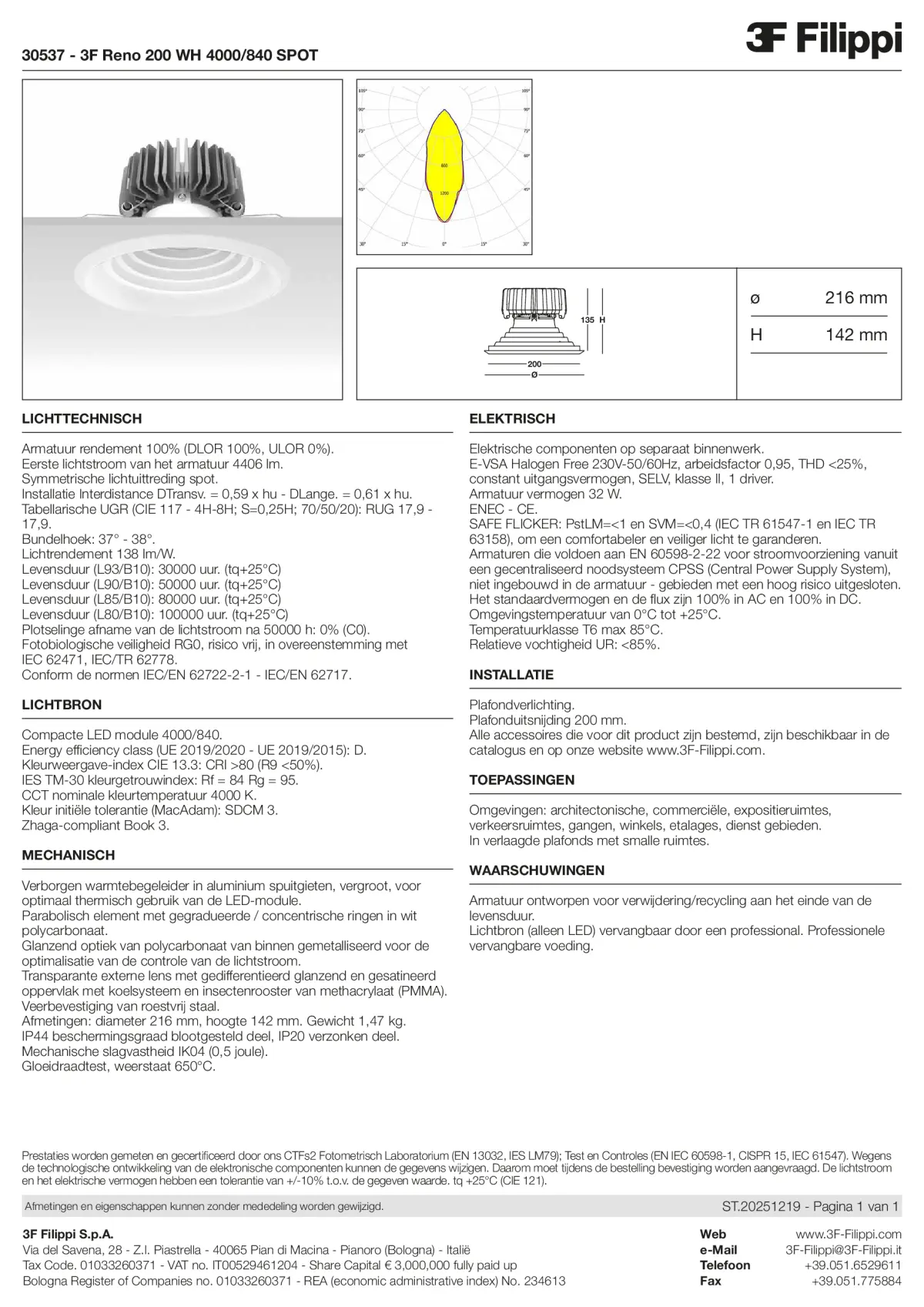 30537 - 3F Reno 200 WH 4000-840 SPOT - Datasheet - nl