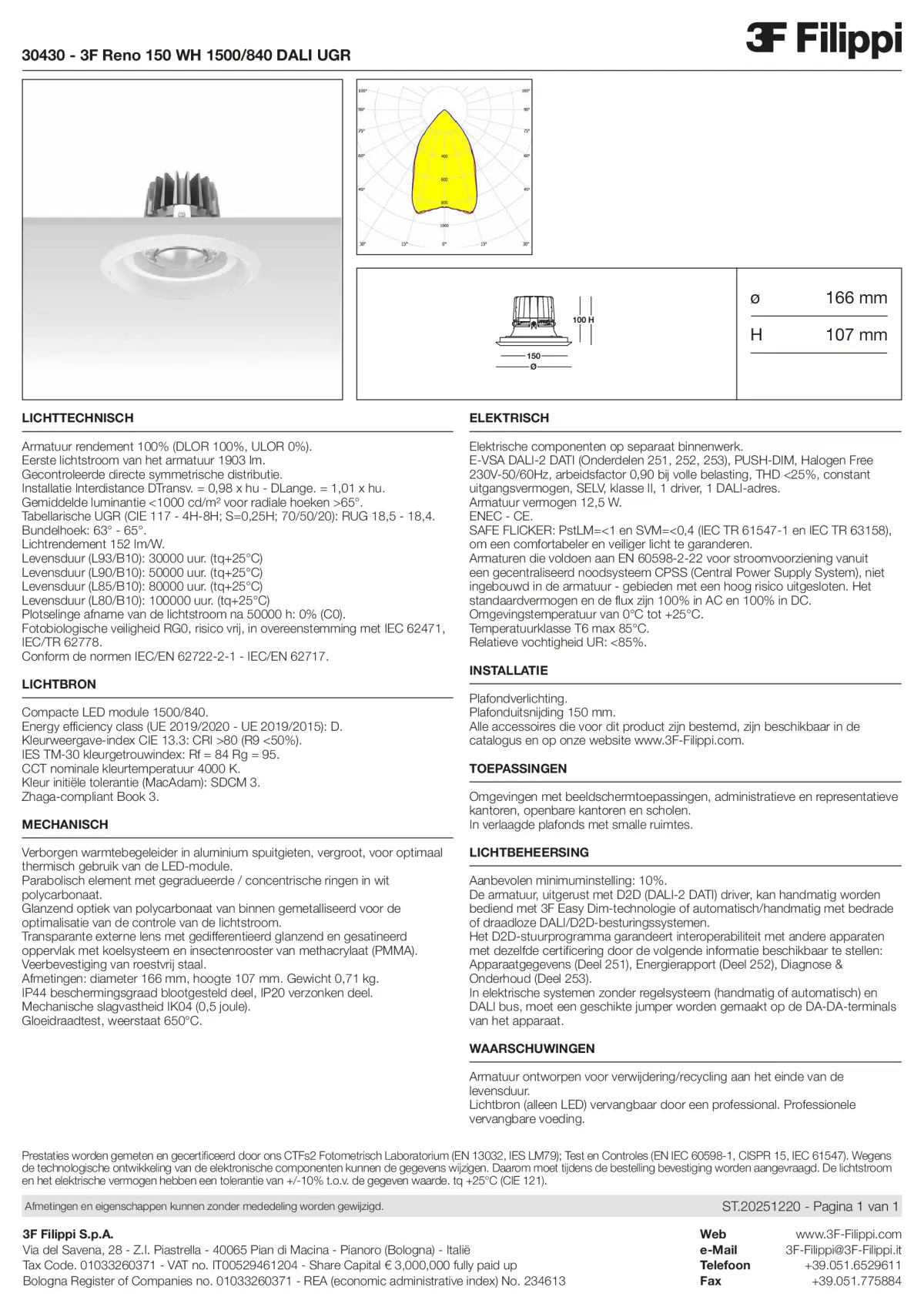 30430 - 3F Reno 150 WH 1500-840 DALI UGR - Datasheet - nl