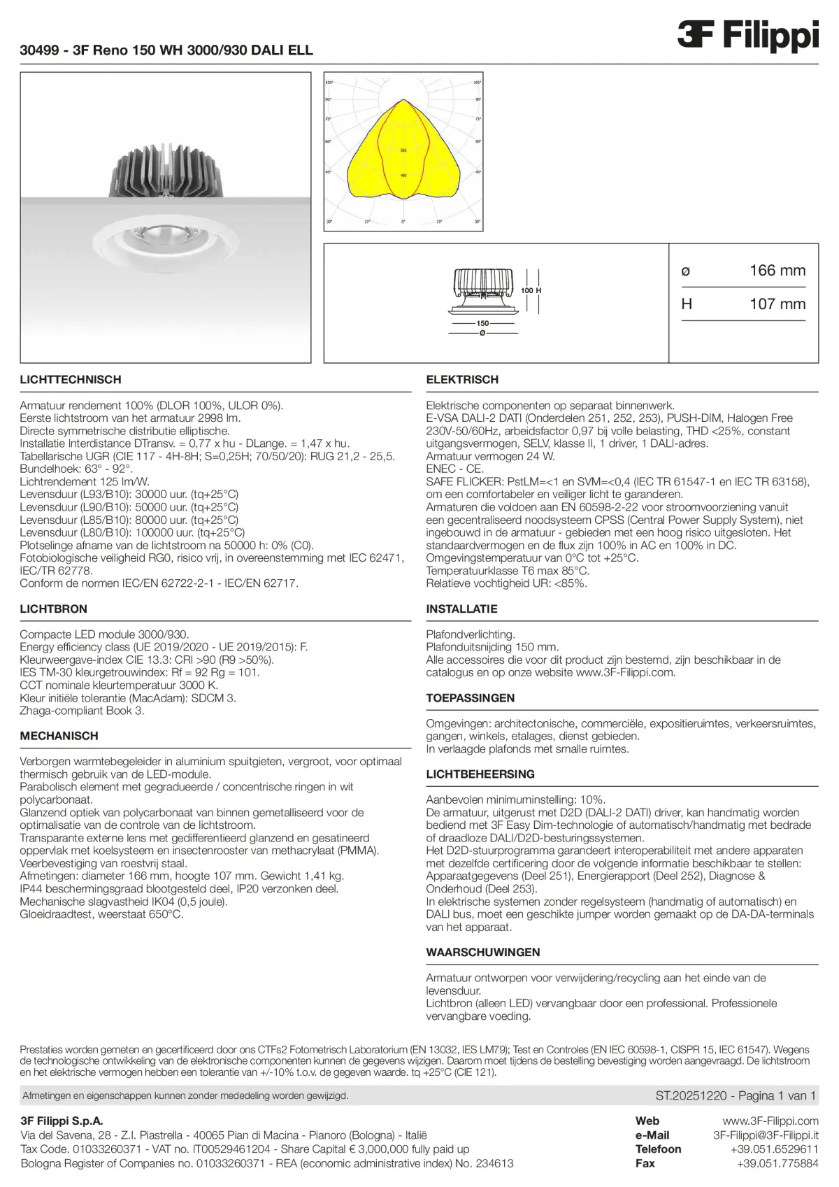 30499 - 3F Reno 150 WH 3000-930 DALI ELL - Datasheet - nl