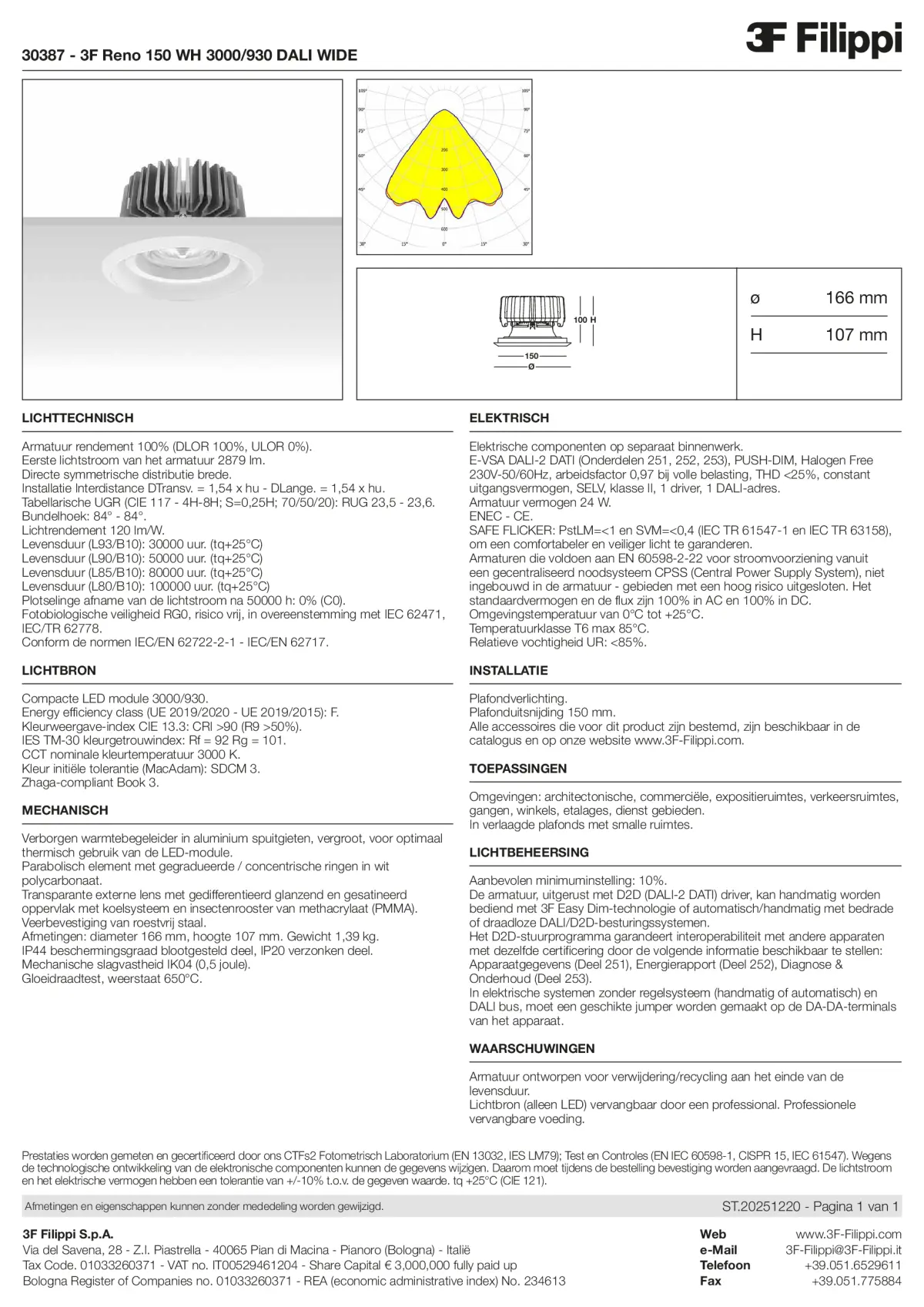 30387 - 3F Reno 150 WH 3000-930 DALI WIDE - Datasheet - nl