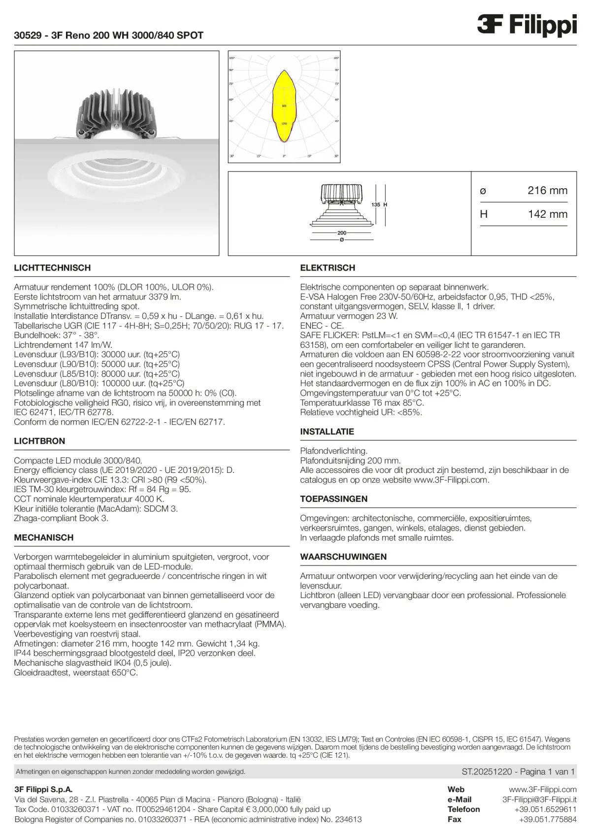 30529 - 3F Reno 200 WH 3000-840 SPOT - Datasheet - nl