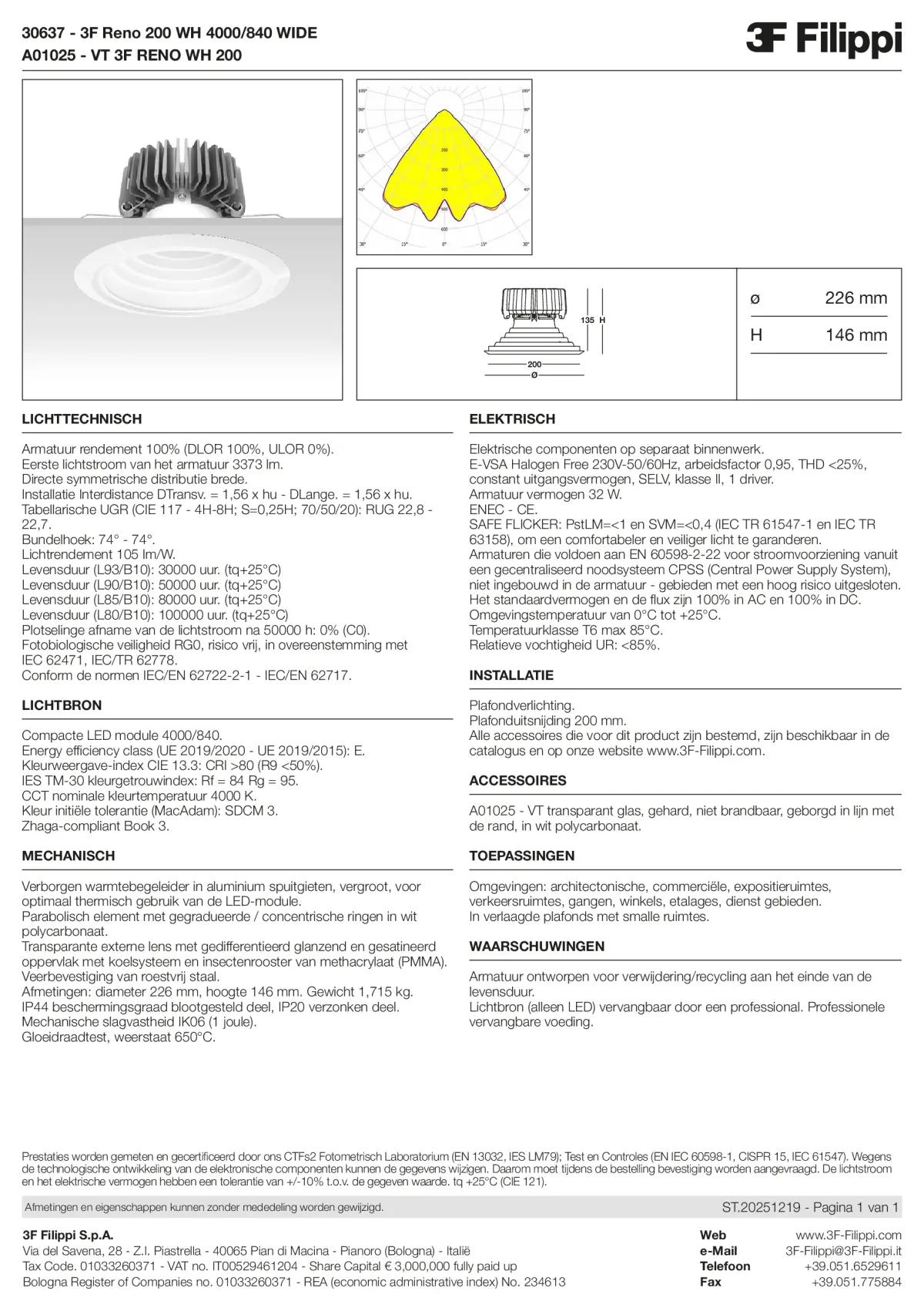 30637+A01025 - 3F Reno 200 WH 4000-840 WIDE + VT WH - Datasheet - nl