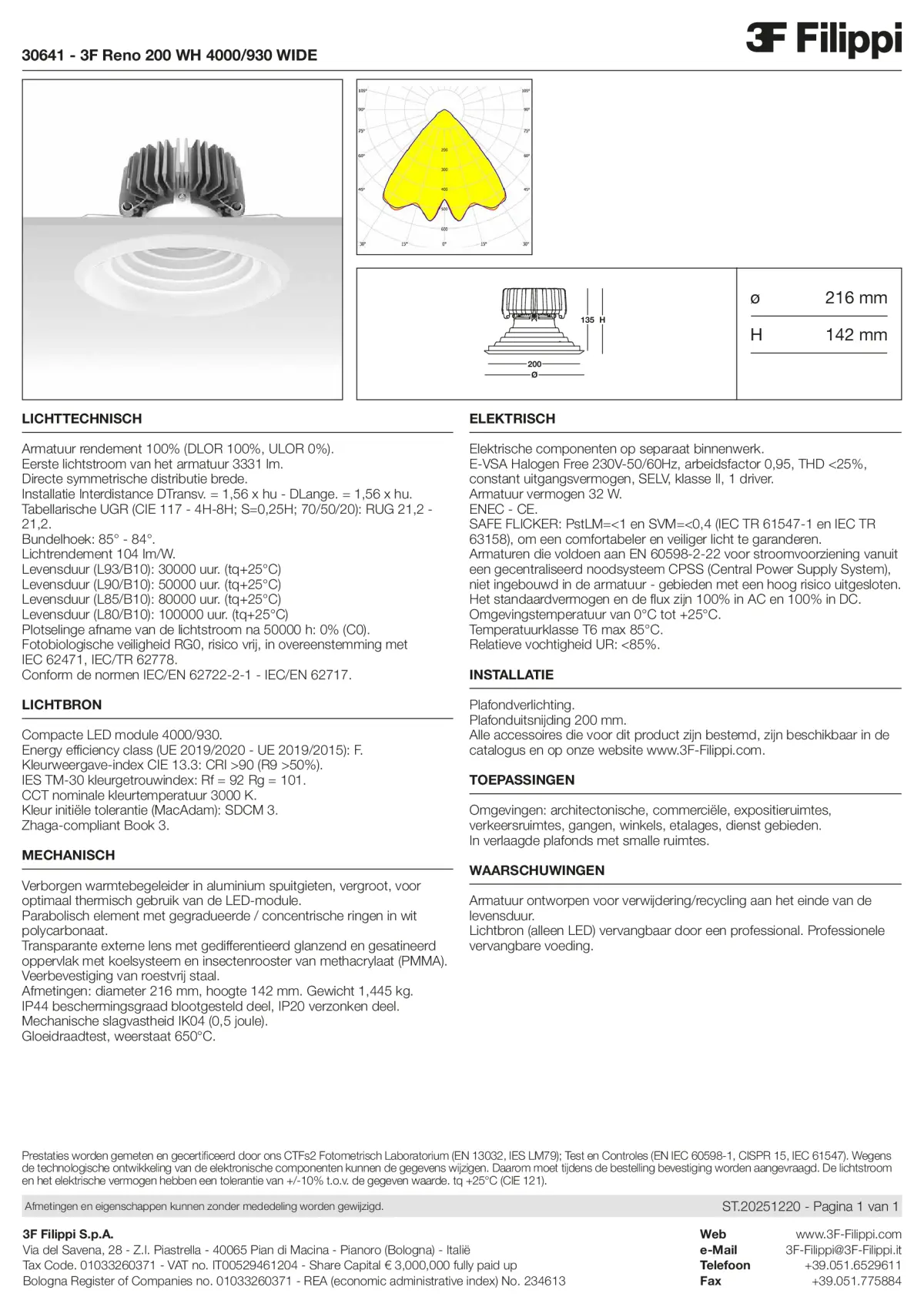 30641 - 3F Reno 200 WH 4000-930 WIDE - Datasheet - nl