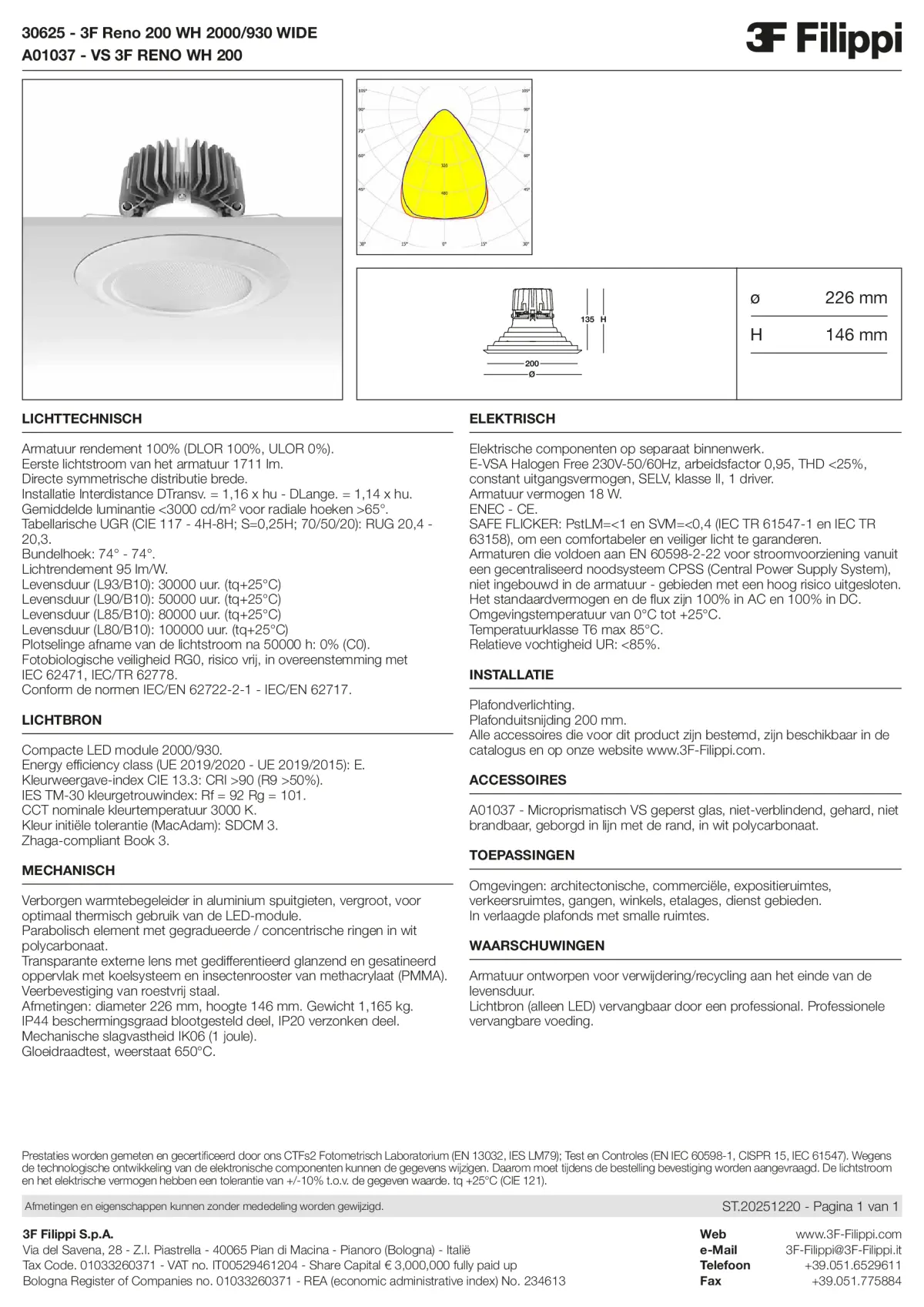 30625+A01037 - 3F Reno 200 WH 2000-930 WIDE + VS WH - Datasheet - nl