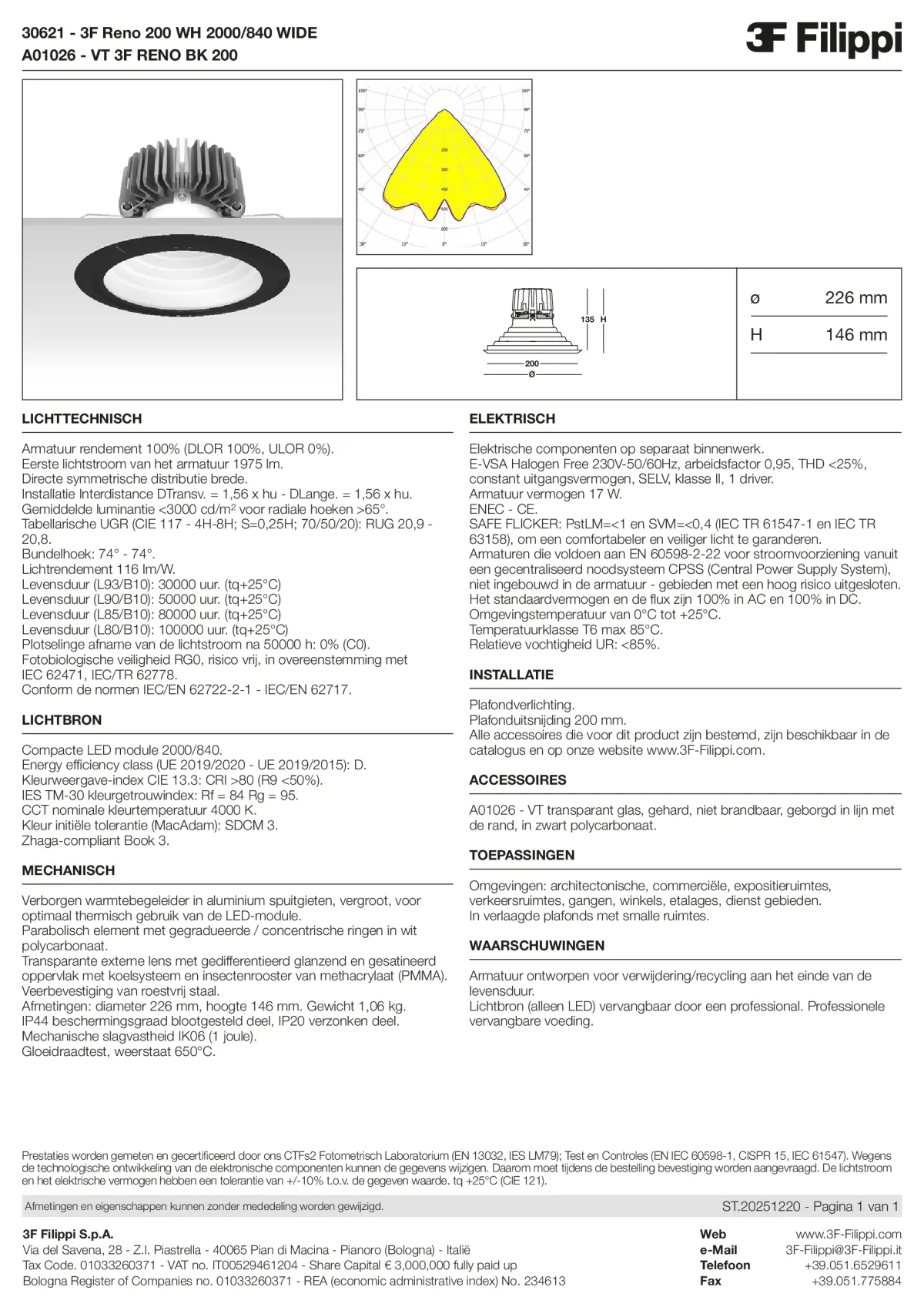 30621+A01026 - 3F Reno 200 WH 2000-840 WIDE + VT BK - Datasheet - nl