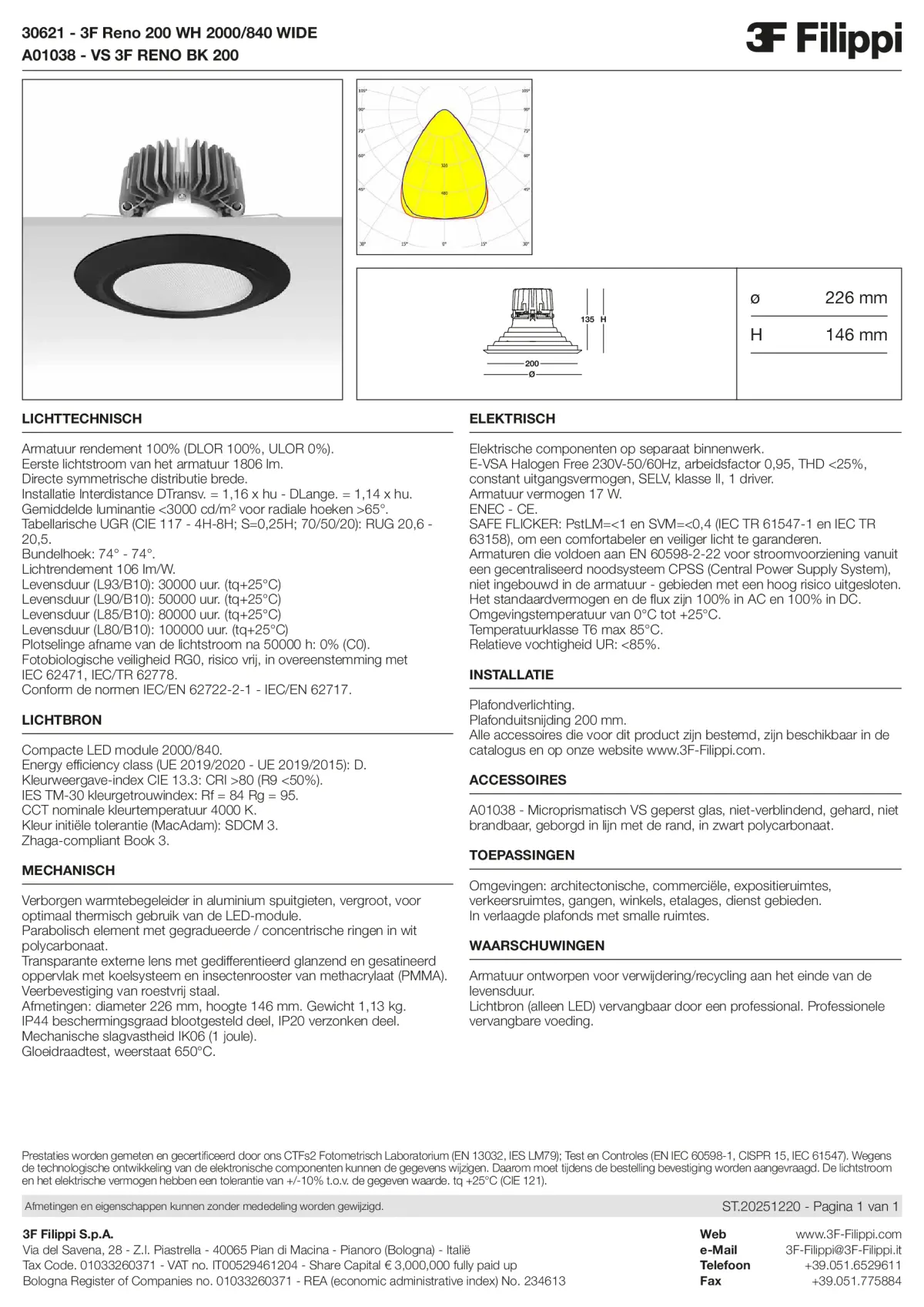 30621+A01038 - 3F Reno 200 WH 2000-840 WIDE + VS BK - Datasheet - nl