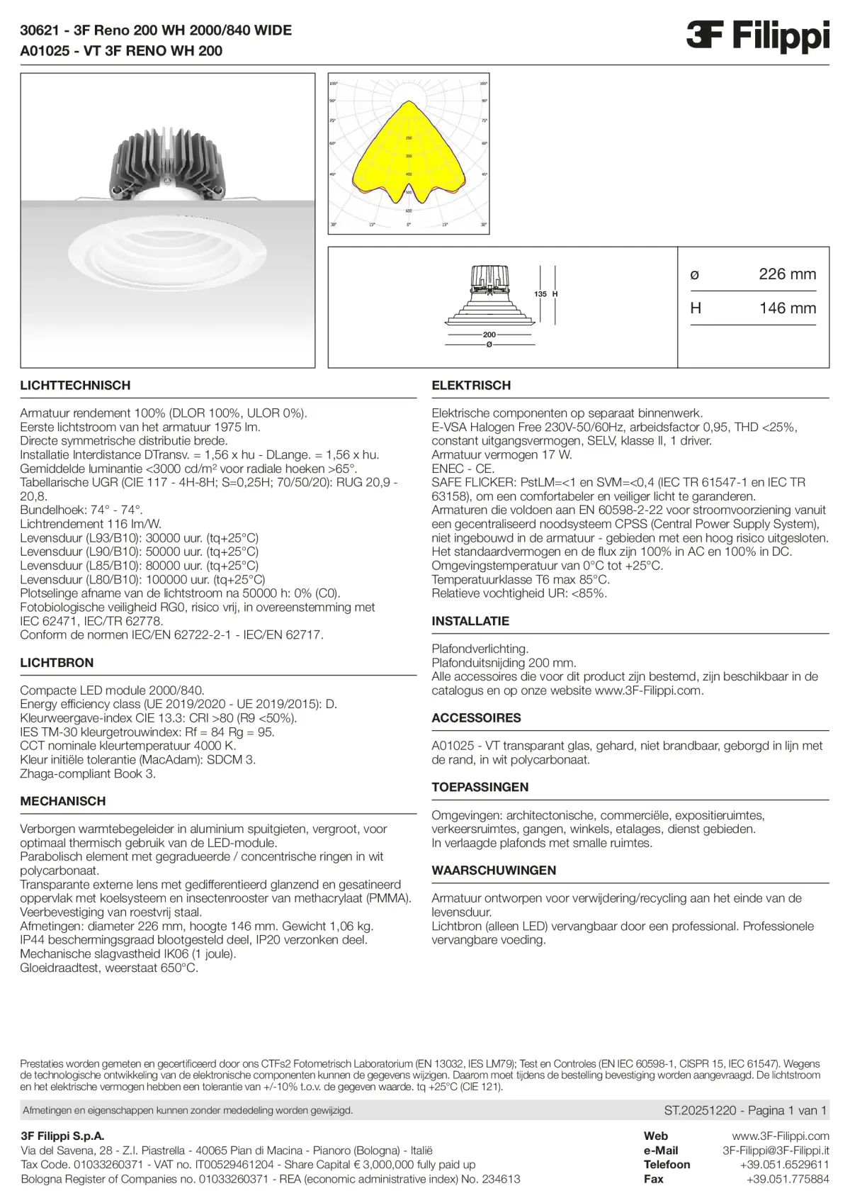 30621+A01025 - 3F Reno 200 WH 2000-840 WIDE + VT WH - Datasheet - nl