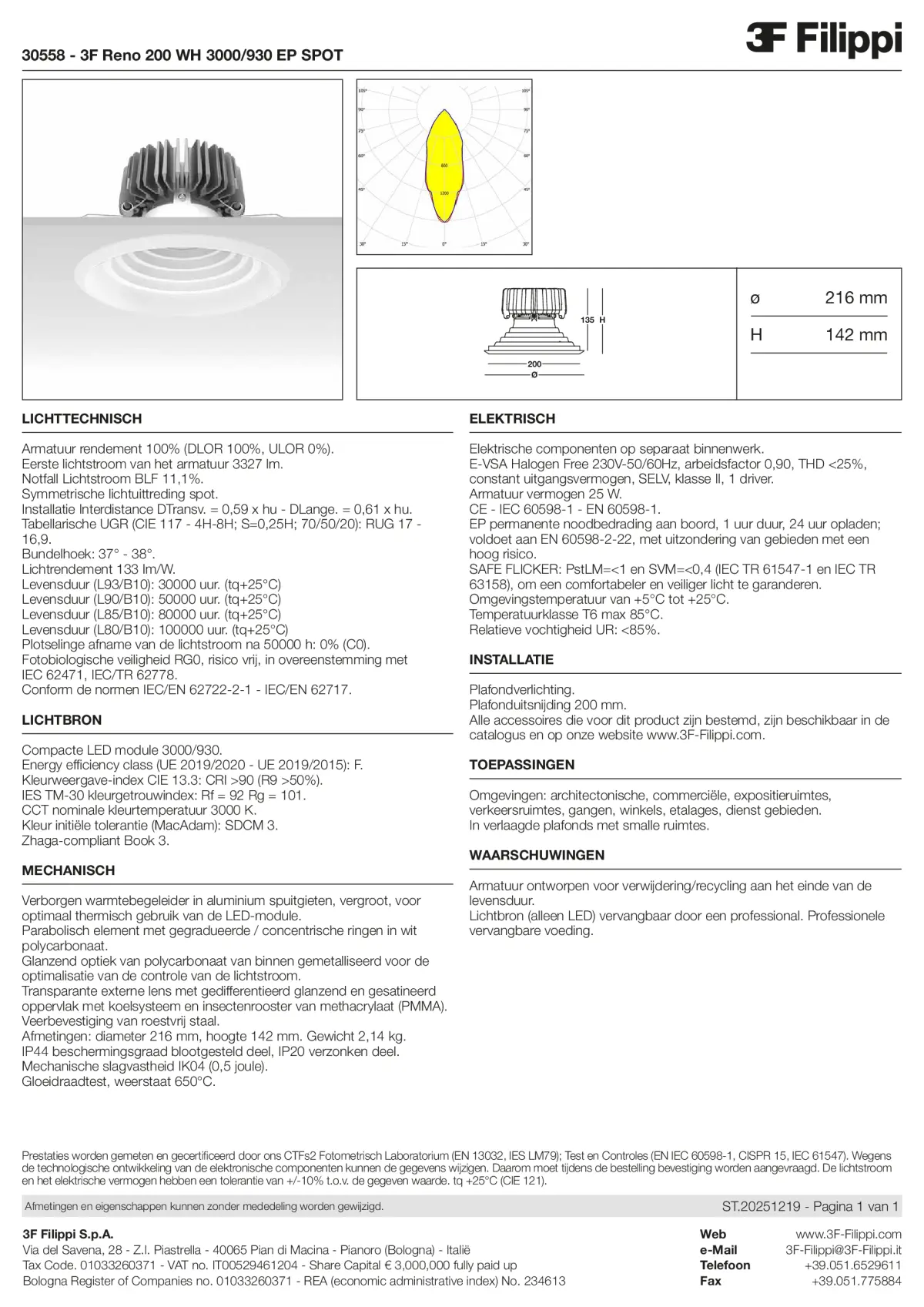 30558 - 3F Reno 200 WH 3000-930 EP SPOT - Datasheet - nl