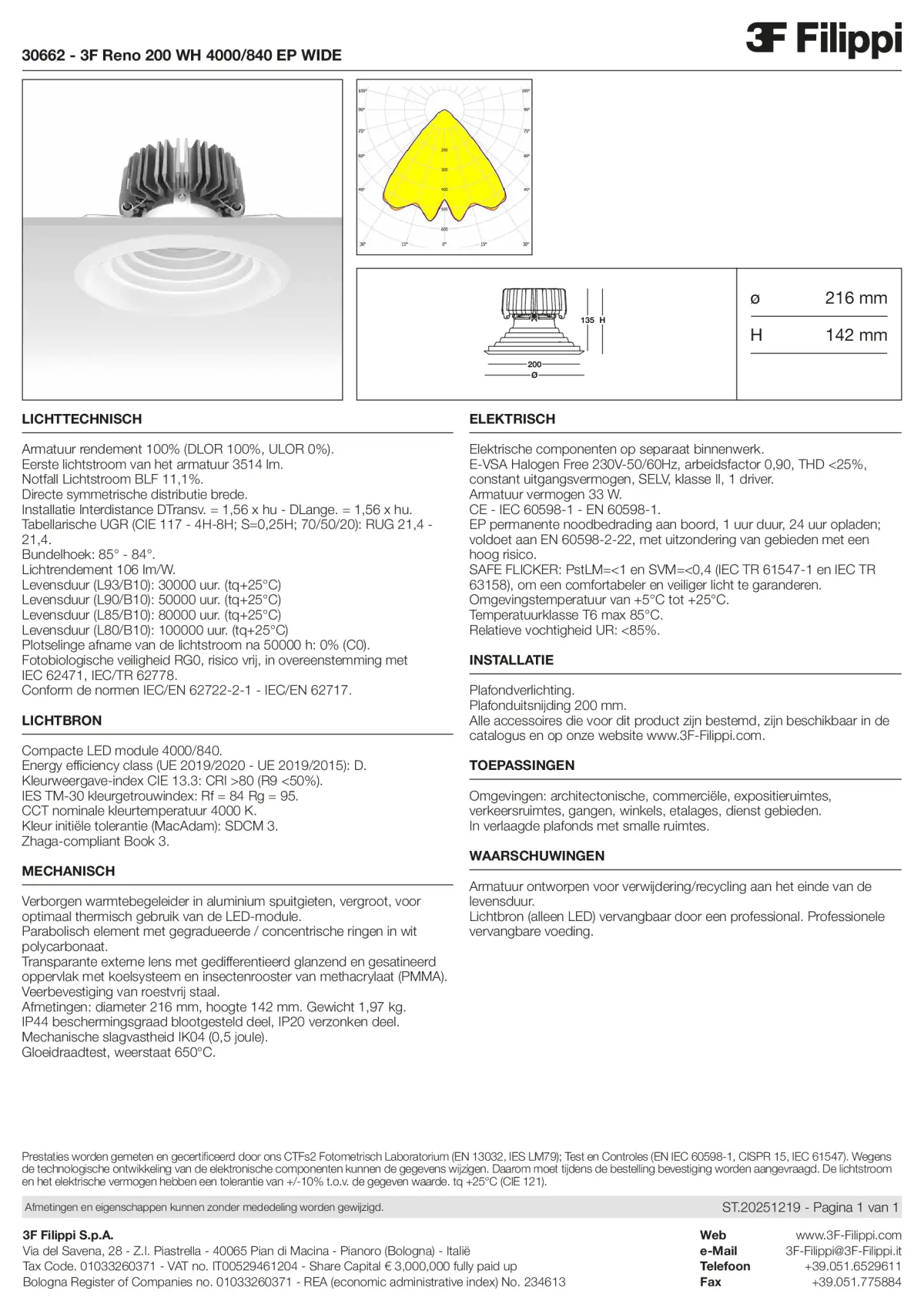 30662 - 3F Reno 200 WH 4000-840 EP WIDE - Datasheet - nl