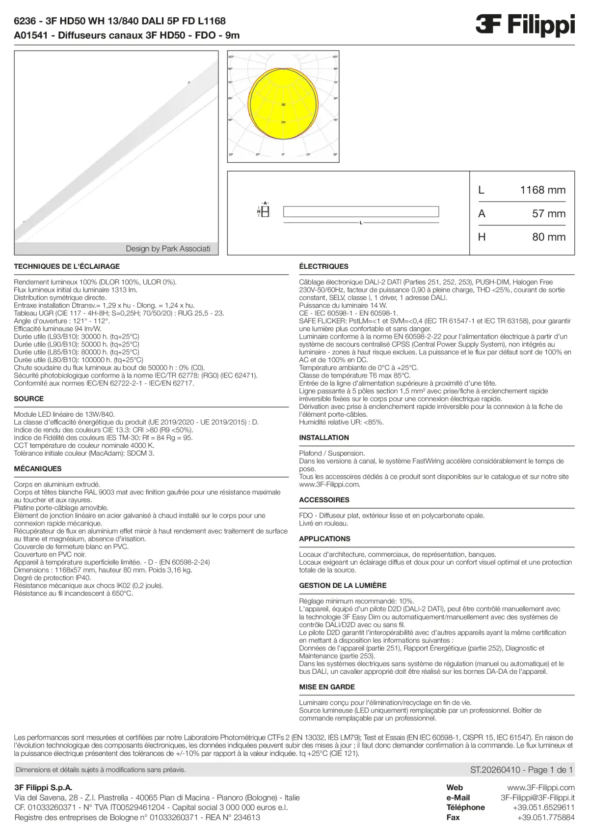 6236+A01541 - 3F HD50 WH 13-840 DALI 5P FD L1168 + FDO - Datasheet - fr