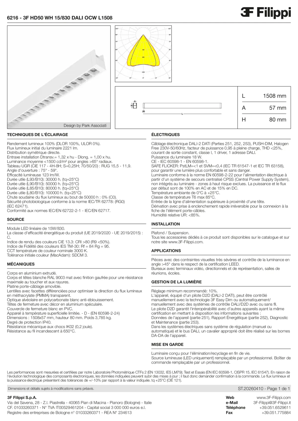 6216 - 3F HD50 WH 15-830 DALI OCW L1508 - Datasheet - fr
