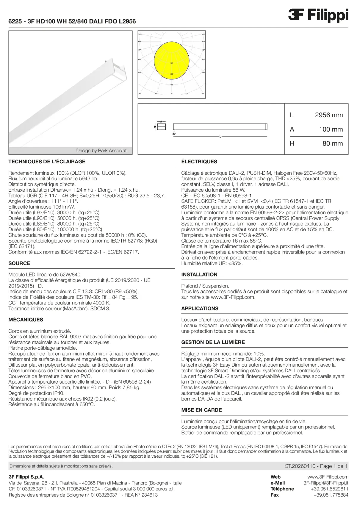 6225 - 3F HD100 WH 52-840 DALI FDO L2956 - Datasheet - fr