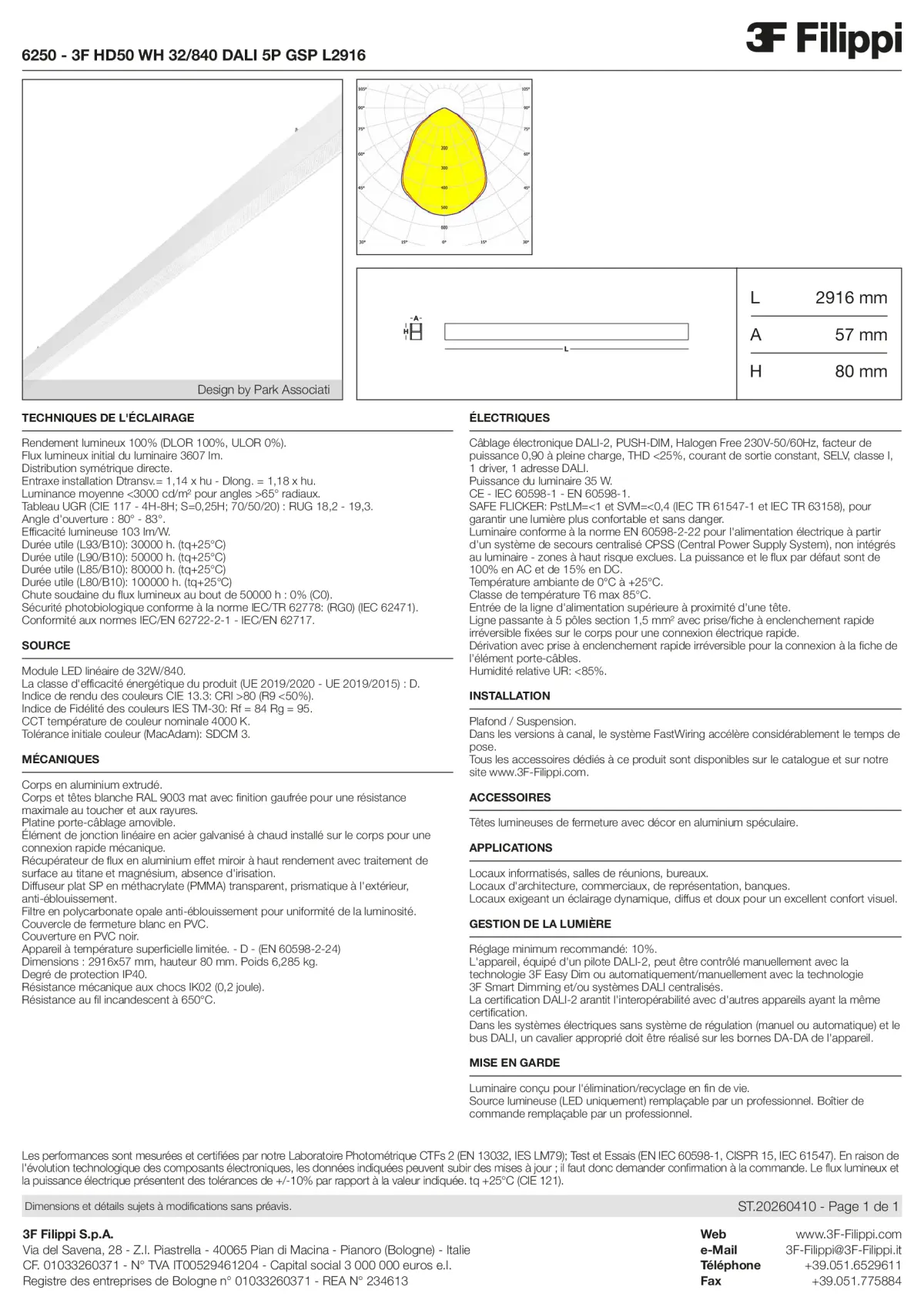 6250 - 3F HD50 WH 32-840 DALI 5P GSP L2916 - Datasheet - fr