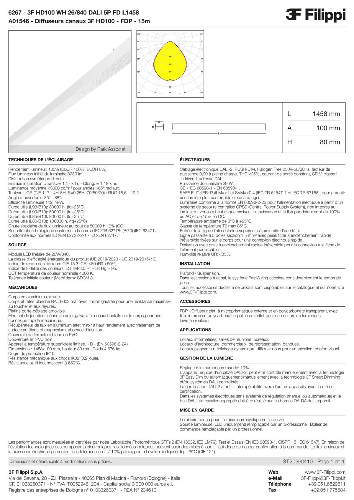 6267+A01546 - 3F HD100 WH 26-840 DALI 5P FD L1458 + FDP - Datasheet - fr