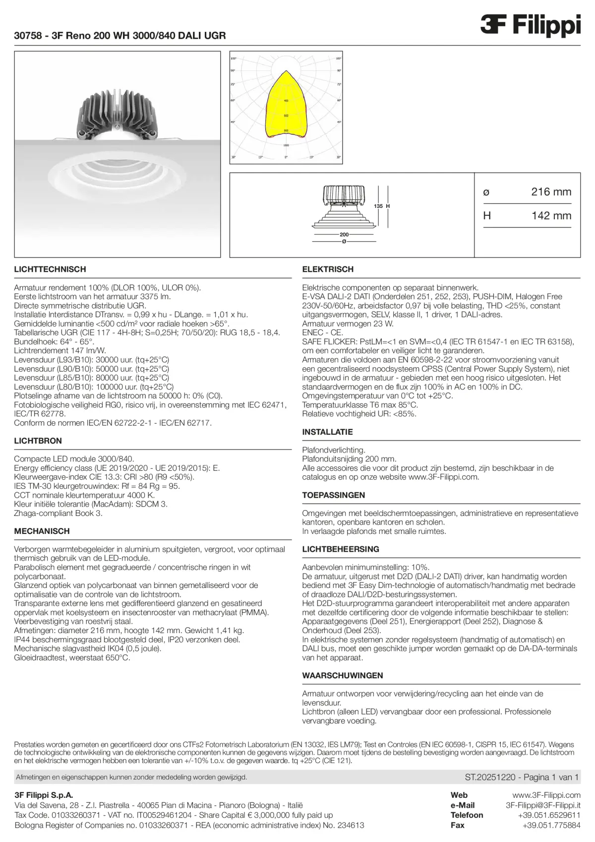 30758 - 3F Reno 200 WH 3000-840 DALI UGR - Datasheet - nl