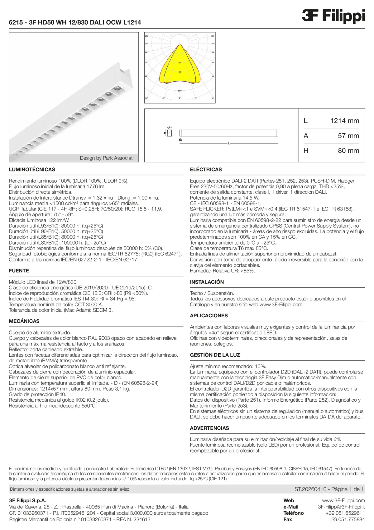 6215 - 3F HD50 WH 12-830 DALI OCW L1214 - Datasheet - es