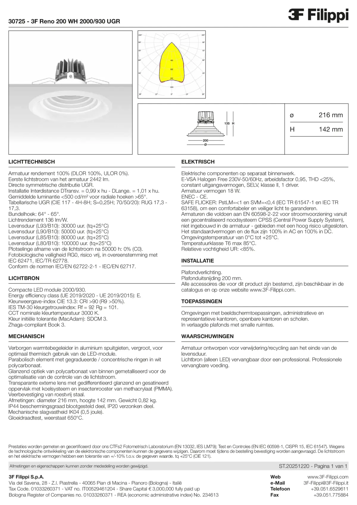 30725 - 3F Reno 200 WH 2000-930 UGR - Datasheet - nl