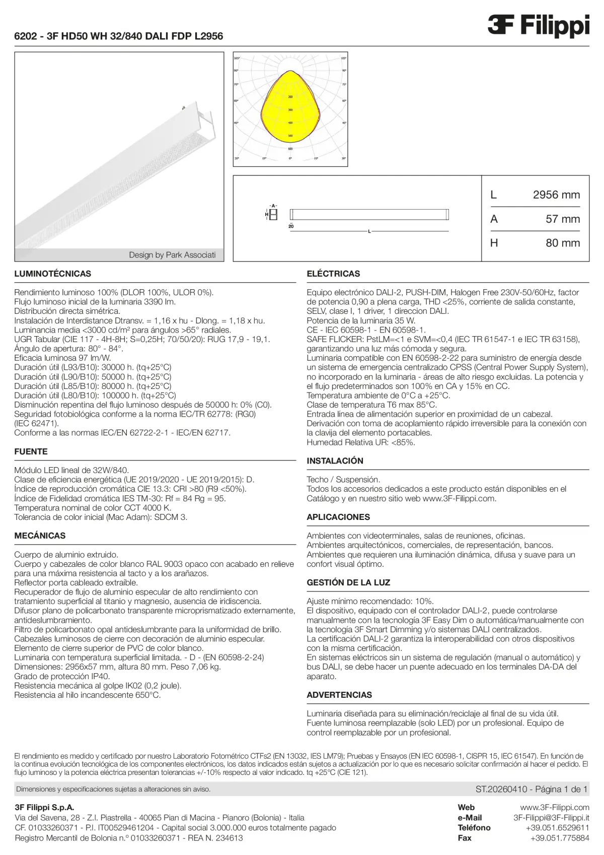 6202 - 3F HD50 WH 32-840 DALI FDP L2956 - Datasheet - es