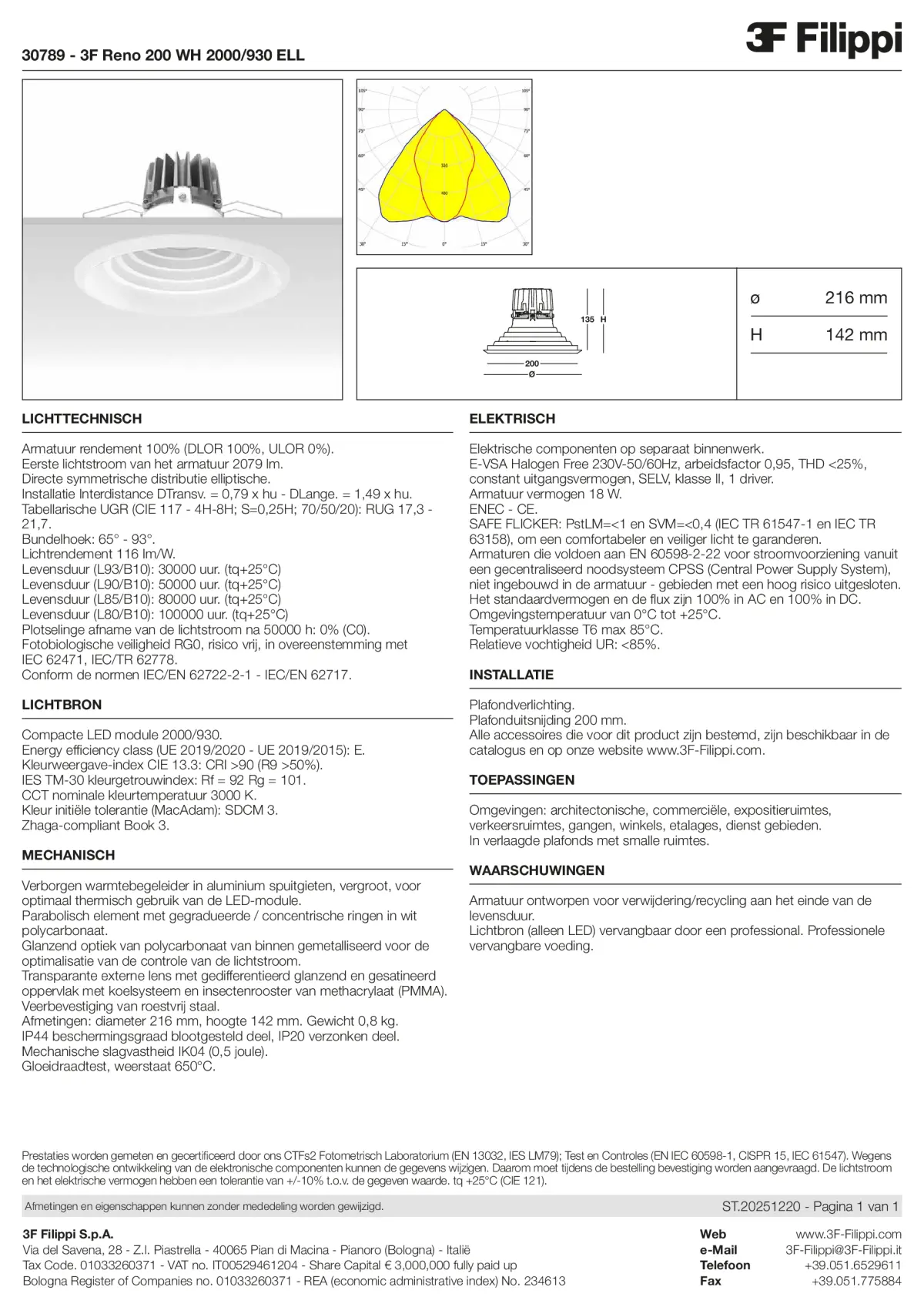 30789 - 3F Reno 200 WH 2000-930 ELL - Datasheet - nl