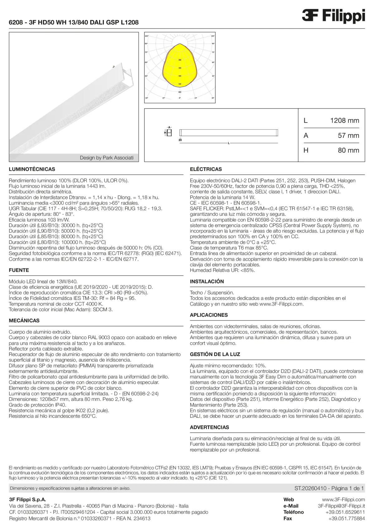 6208 - 3F HD50 WH 13-840 DALI GSP L1208 - Datasheet - es