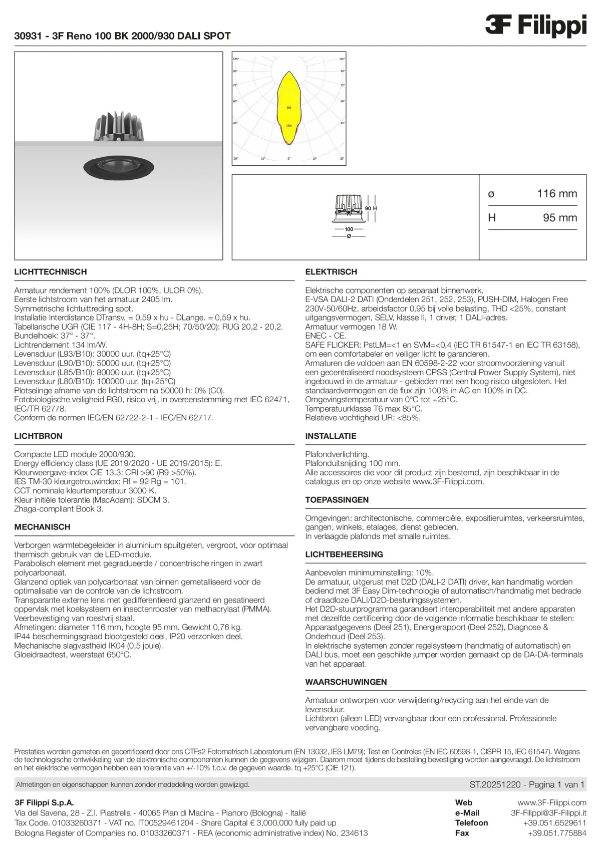 30931 - 3F Reno 100 BK 2000-930 DALI SPOT - Datasheet - nl