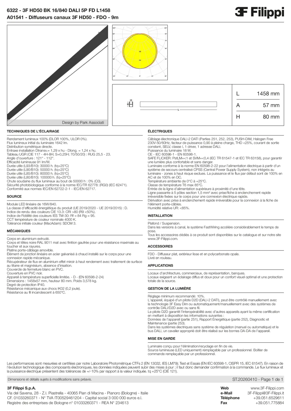 6322+A01541 - 3F HD50 BK 16-840 DALI 5P FD L1458 + FDO - Datasheet - fr
