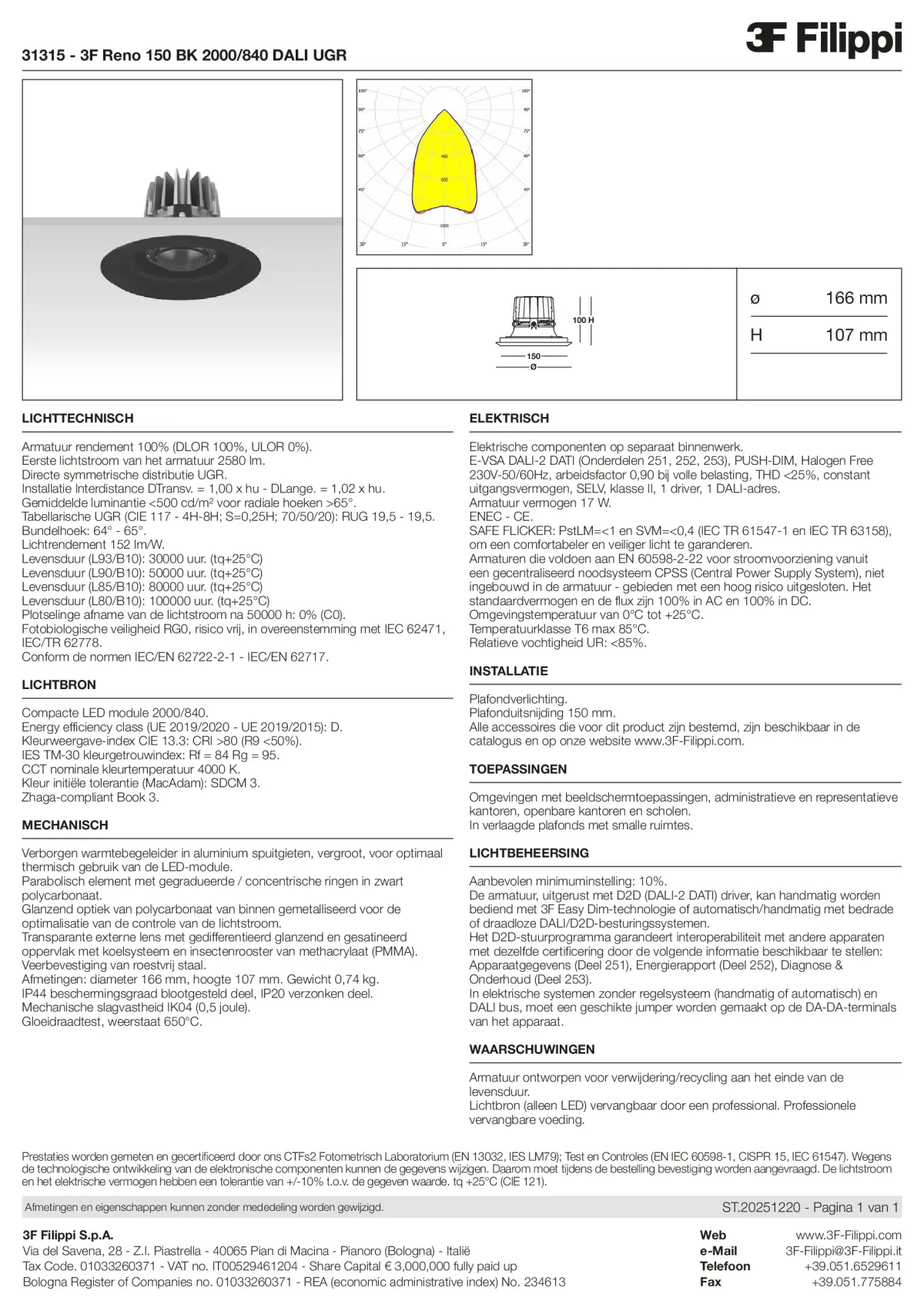 31315 - 3F Reno 150 BK 2000-840 DALI UGR - Datasheet - nl