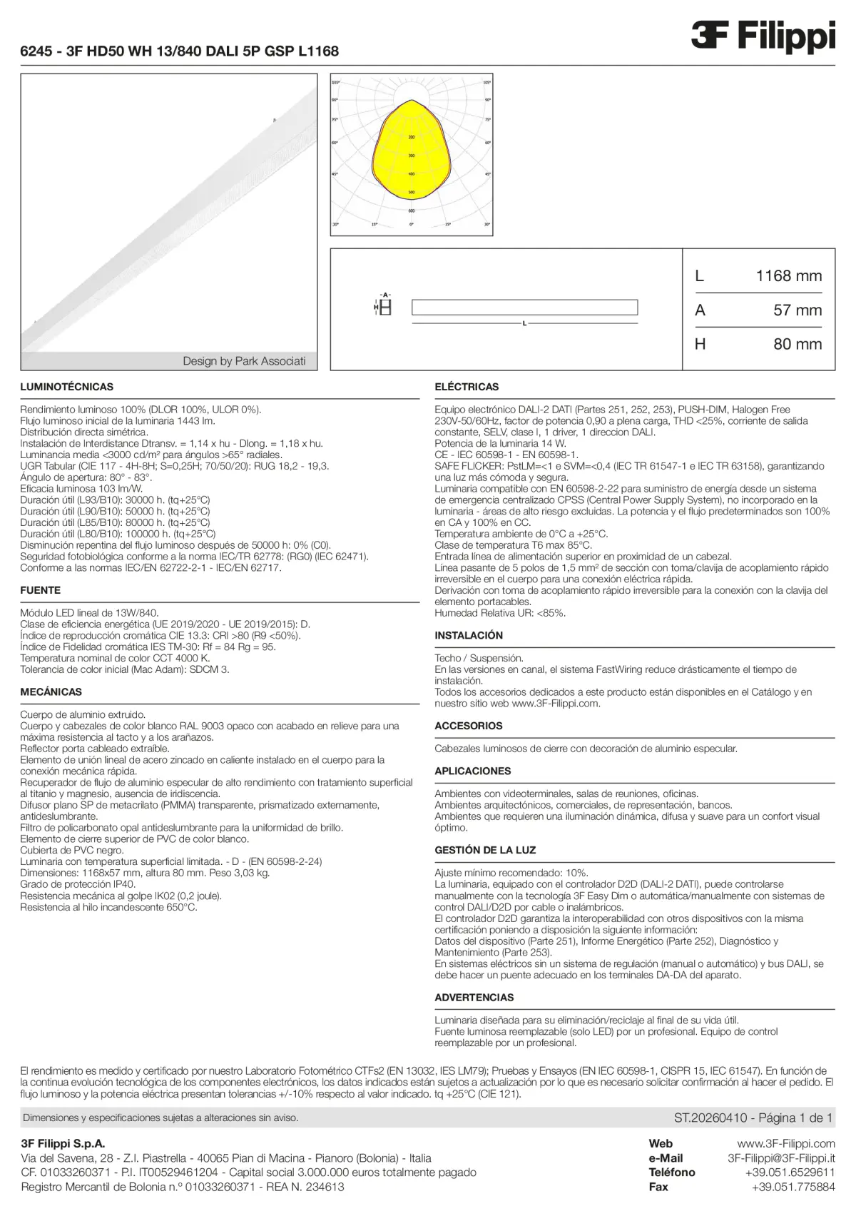 6245 - 3F HD50 WH 13-840 DALI 5P GSP L1168 - Datasheet - es