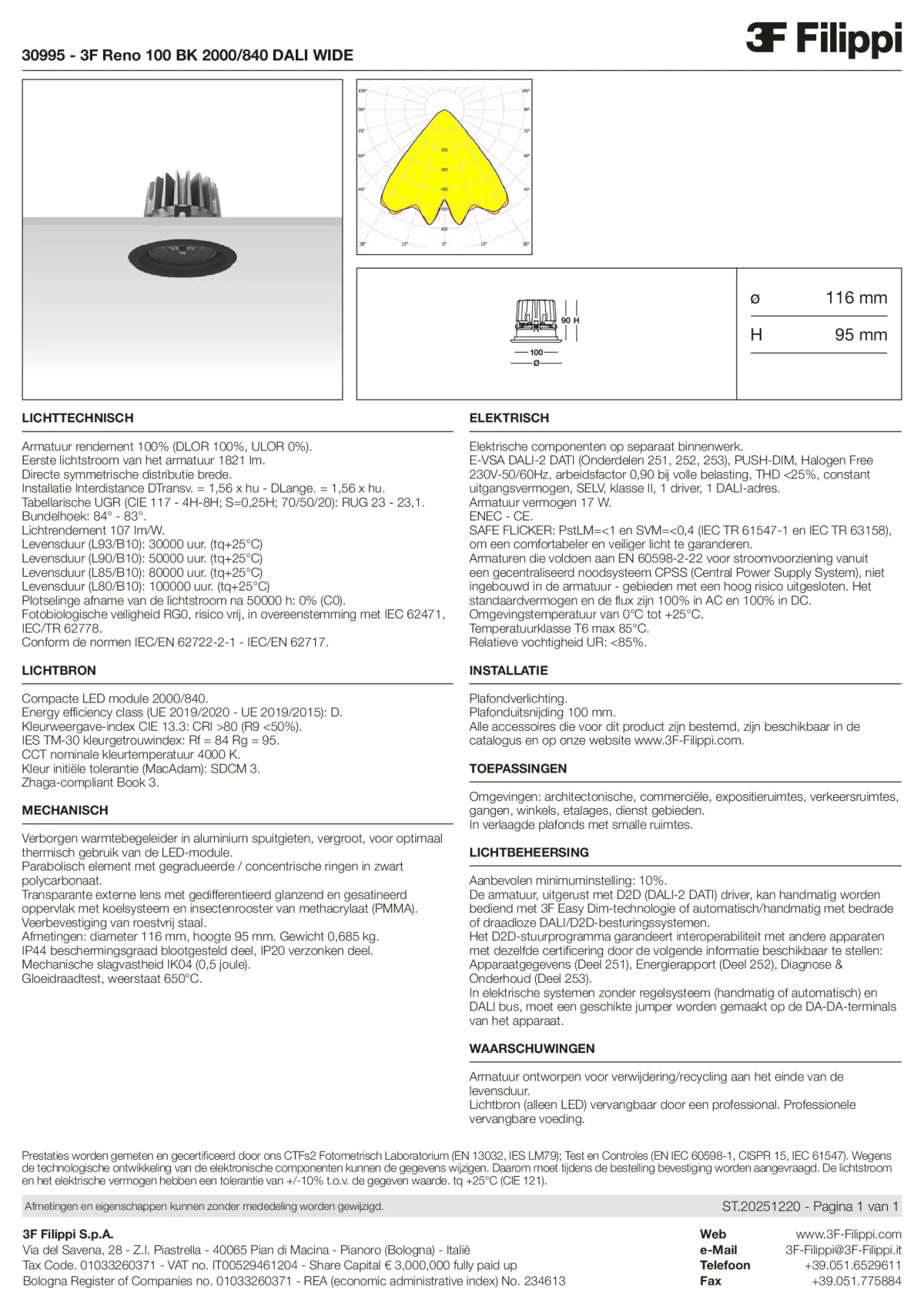 30995 - 3F Reno 100 BK 2000-840 DALI WIDE - Datasheet - nl