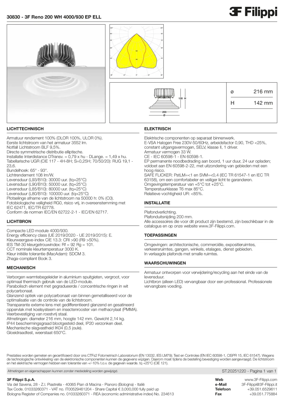 30830 - 3F Reno 200 WH 4000-930 EP ELL - Datasheet - nl
