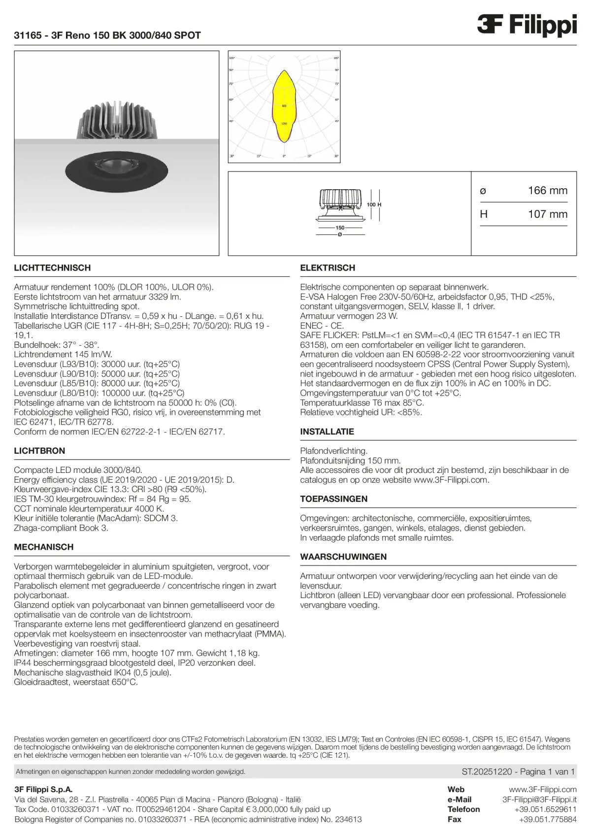 31165 - 3F Reno 150 BK 3000-840 SPOT - Datasheet - nl
