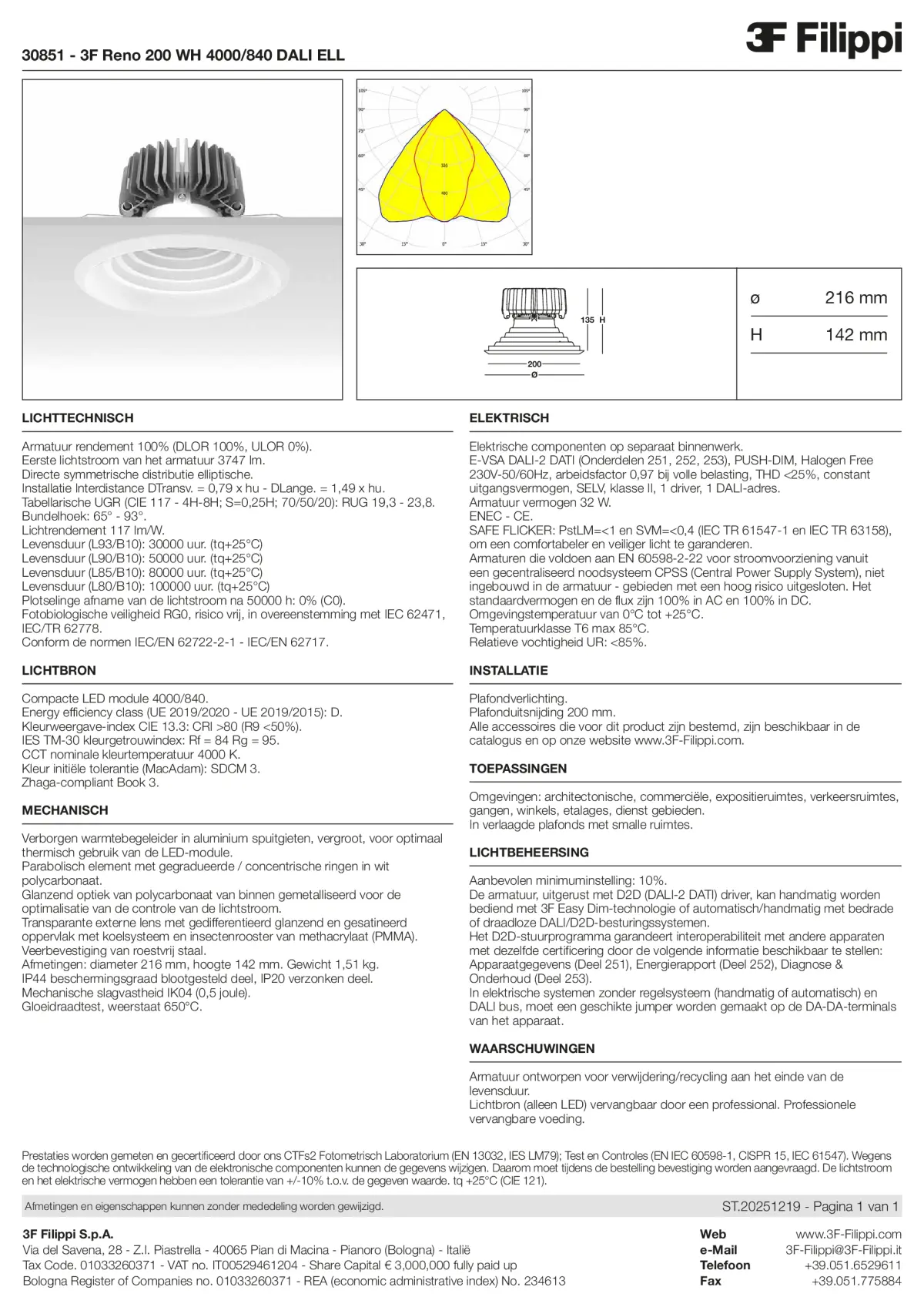 30851 - 3F Reno 200 WH 4000-840 DALI ELL - Datasheet - nl