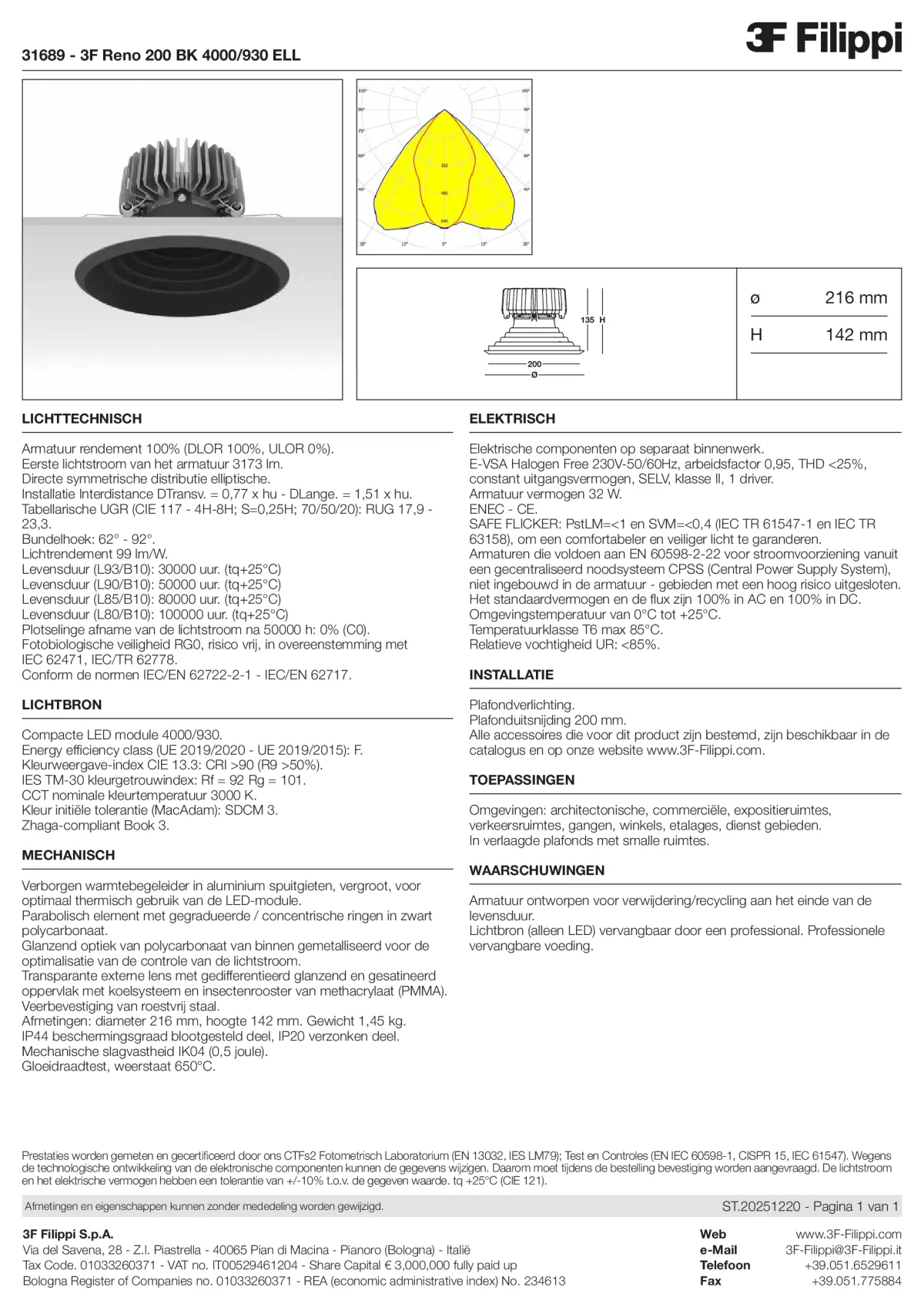 31689 - 3F Reno 200 BK 4000-930 ELL - Datasheet - nl