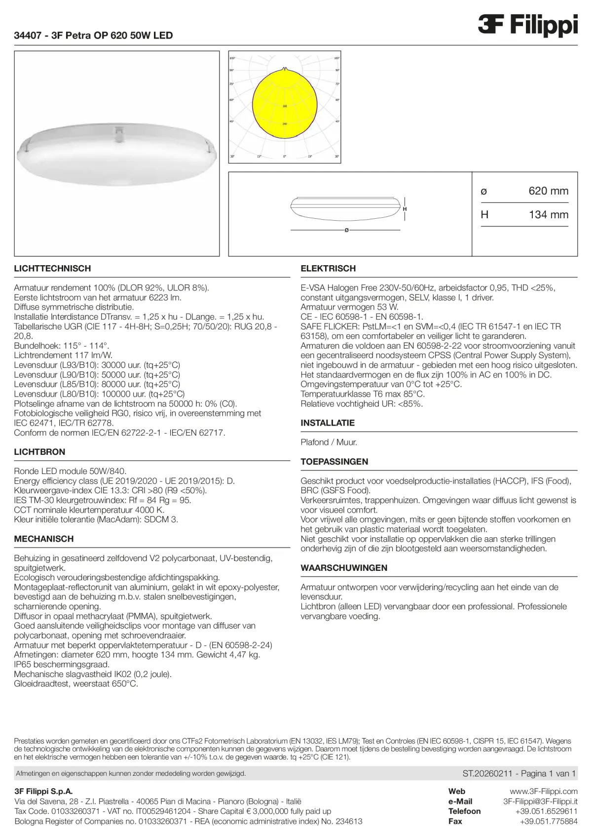 34407 - 3F Petra OP 620 50W LED - Datasheet - nl