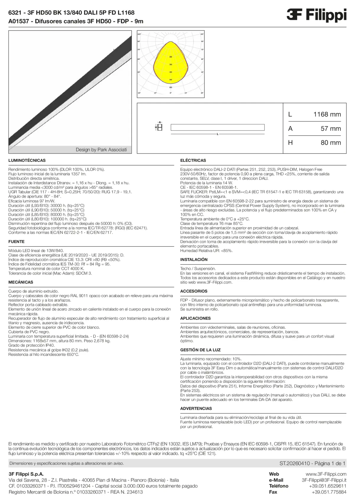 6321+A01537 - 3F HD50 BK 13-840 DALI 5P FD L1168 + FDP - Datasheet - es